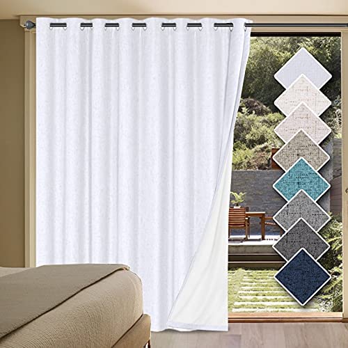 H.VERSAILTEX Linen 100% Blackout Curtains for Bedroom Full Light Blocking Curtains, Textured Window Curtain for Living Room 84 inch Grommet, Energy Efficient Curtains White Liner(2 Panels, Natural)