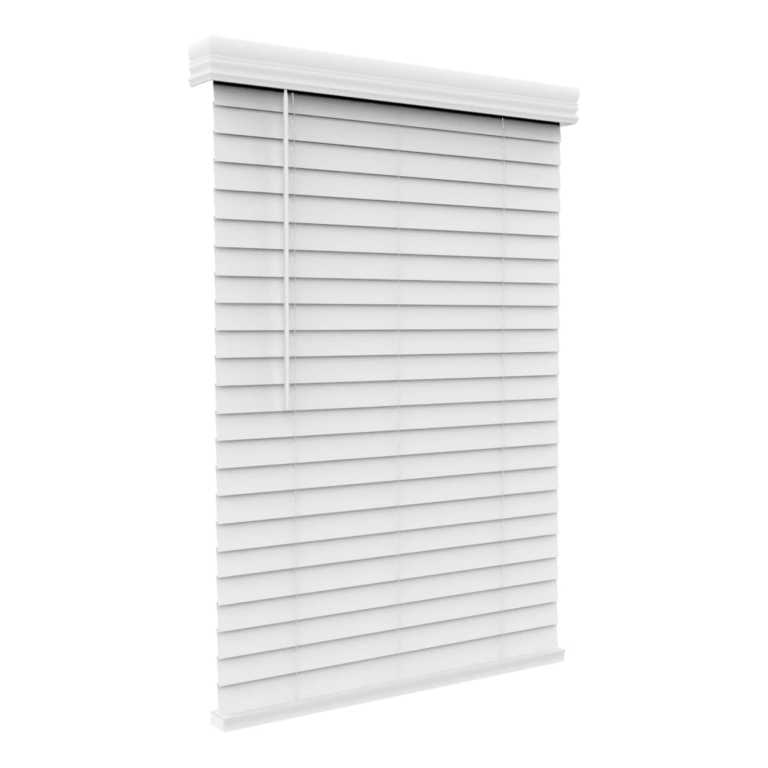 ARLO BLINDS Faux Wood Blinds with Crown Valance - 34" Width x 60" Height, White, Cordless Window Blinds & Shades - Blinds for Indoor Windows, 2" Faux Wooden Blinds for Home, Window Shades