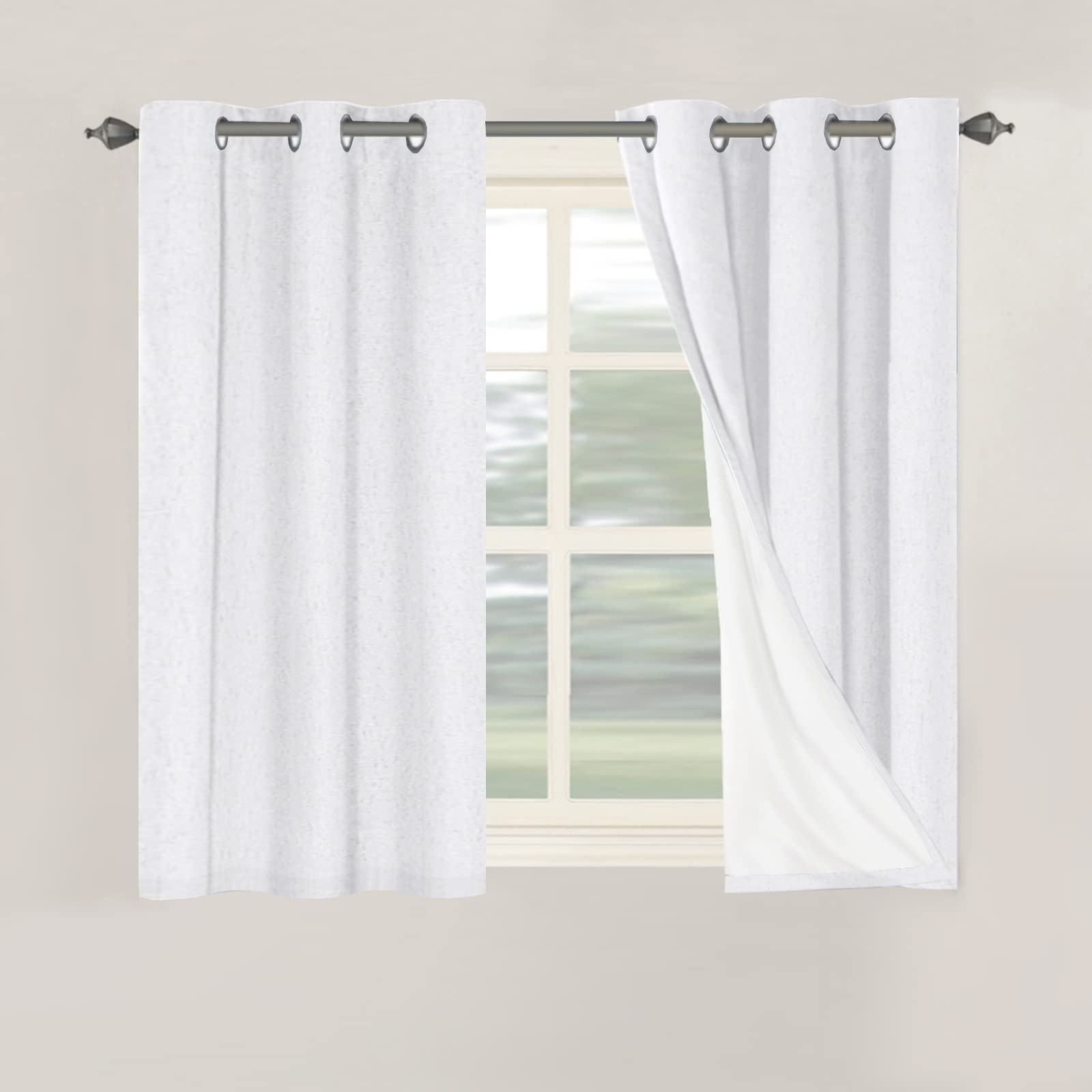 H.VERSAILTEX Linen 100% Blackout Curtains for Bedroom Full Light Blocking Curtains, Textured Window Curtain for Living Room 84 inch Grommet, Energy Efficient Curtains White Liner(2 Panels, Natural)