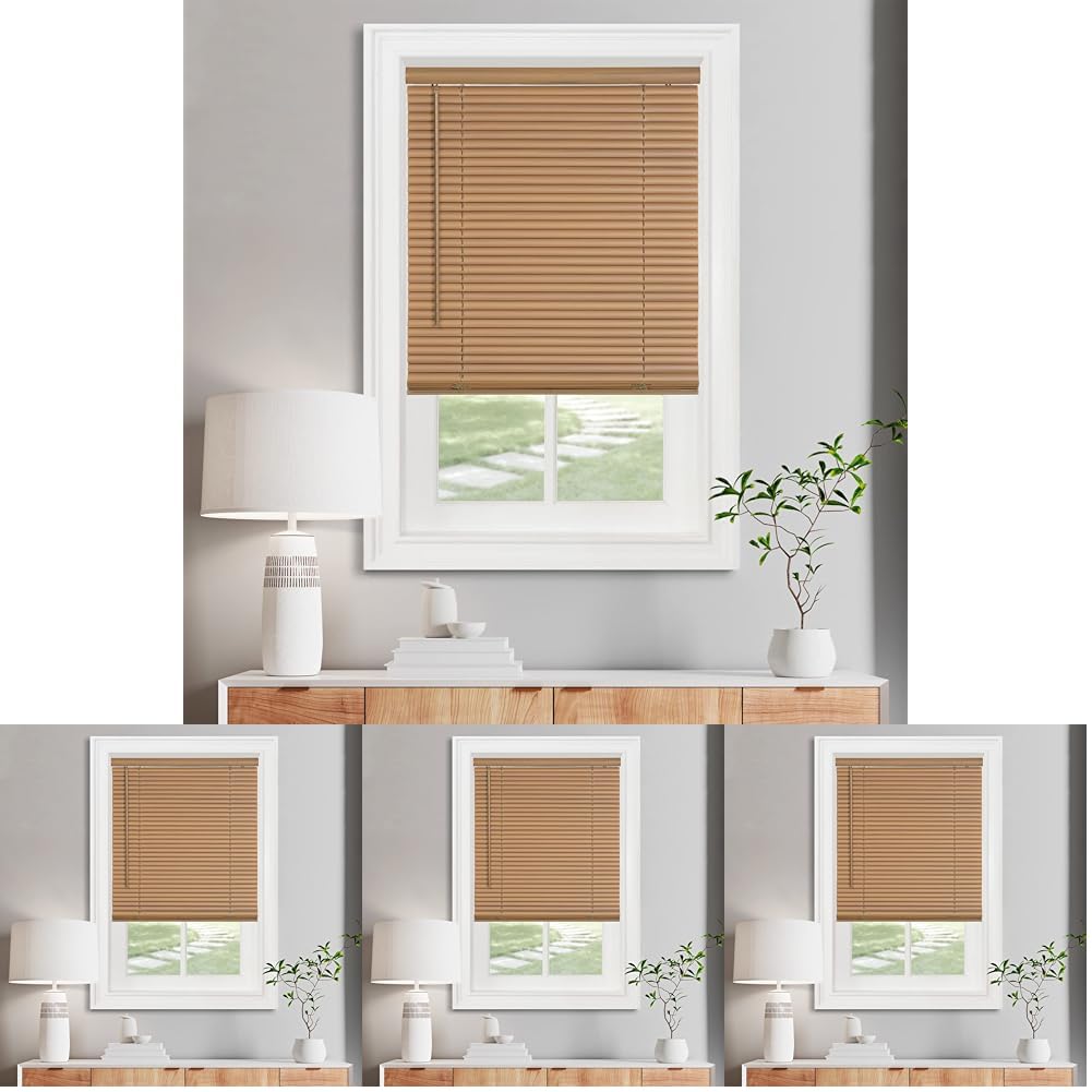 Cordless Light Filtering Mini Blind - 47 Inch Width, 48 Inch Length, 1" Slat Size - Pearl White - Cordless GII Morningstar Horizontal Windows Blinds for Interior by Achim Home Decor
