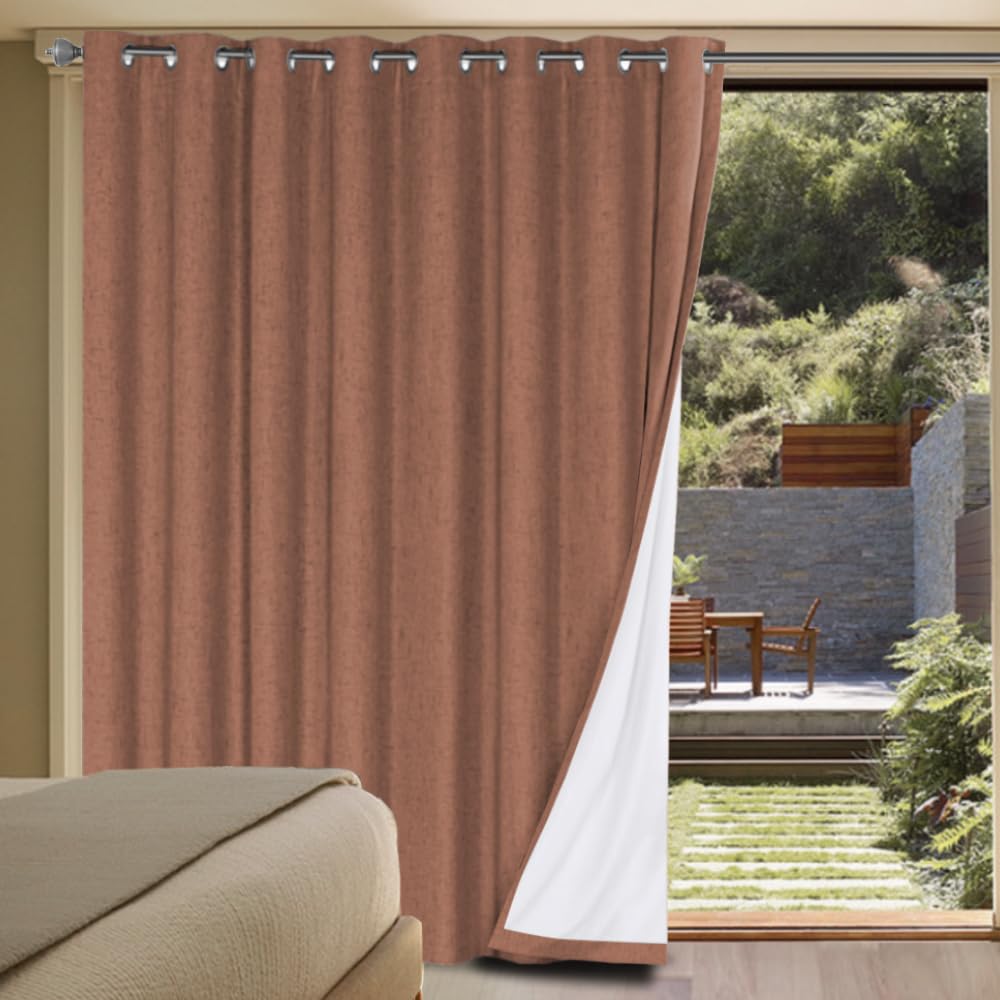 H.VERSAILTEX Linen 100% Blackout Curtains for Bedroom Full Light Blocking Curtains, Textured Window Curtain for Living Room 84 inch Grommet, Energy Efficient Curtains White Liner(2 Panels, Natural)