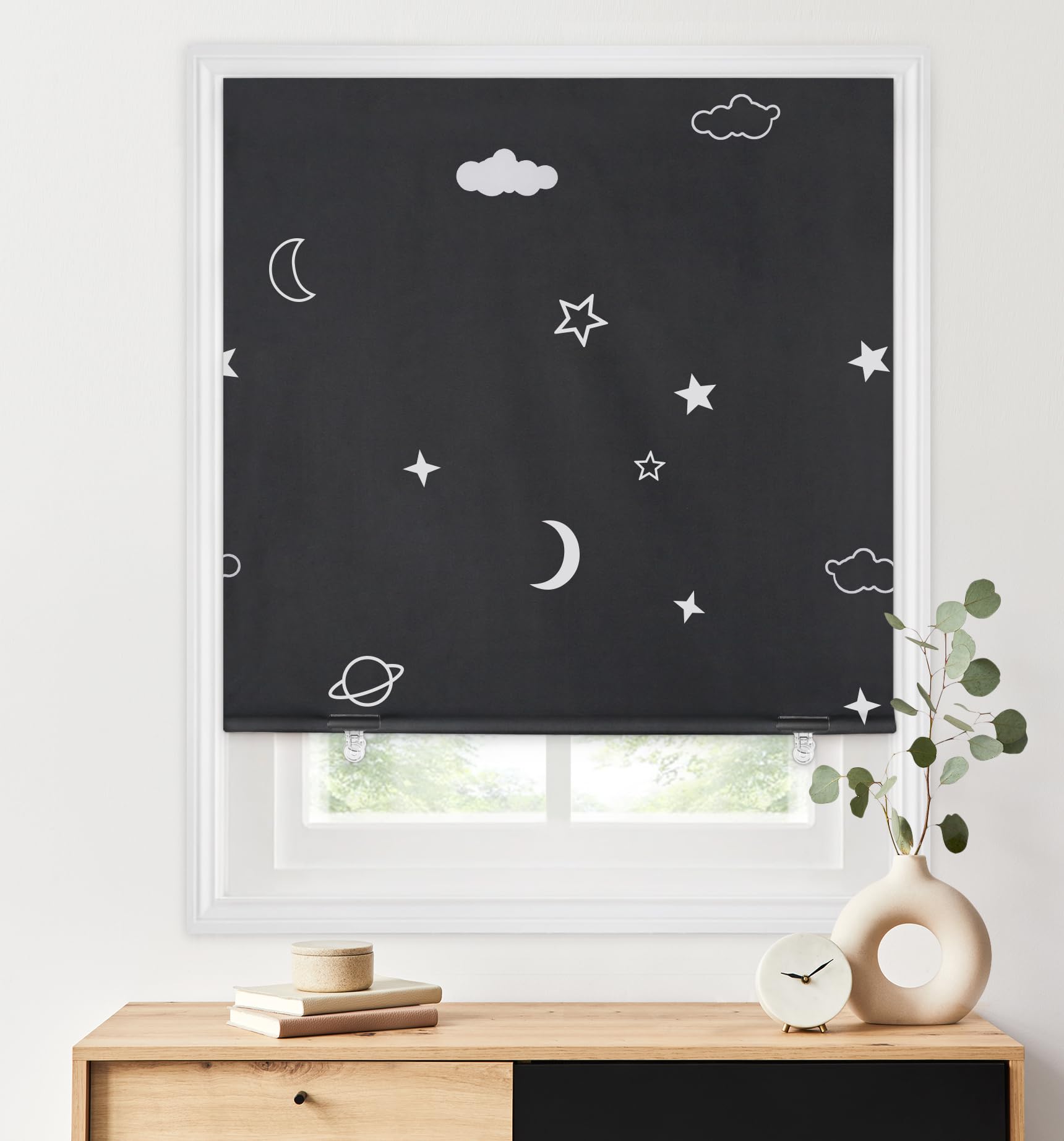 LazBlinds 100% Blackout Roller Shades, No Tools No Drill Cordless Blinds for Windows, Thermal Insulated UV Protection Privacy Window Shades for Bedroom (48''W x 72''H, Cream)