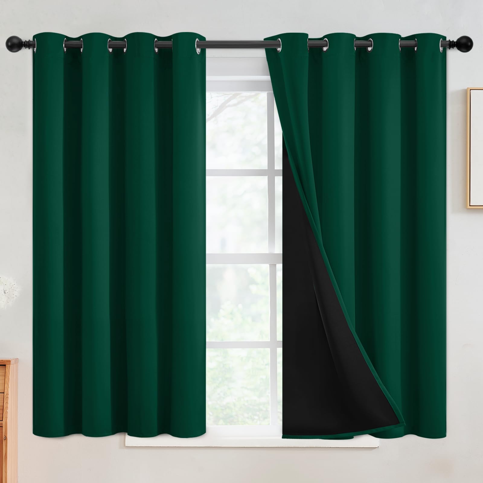 SimpleHome 100% Blackout Curtains for Bedroom,Thermal Insulated Grommet Window Drapes Room Darkening Cream Curtains for Living Room with Black Back,52 x 84 Inch,2 Panels