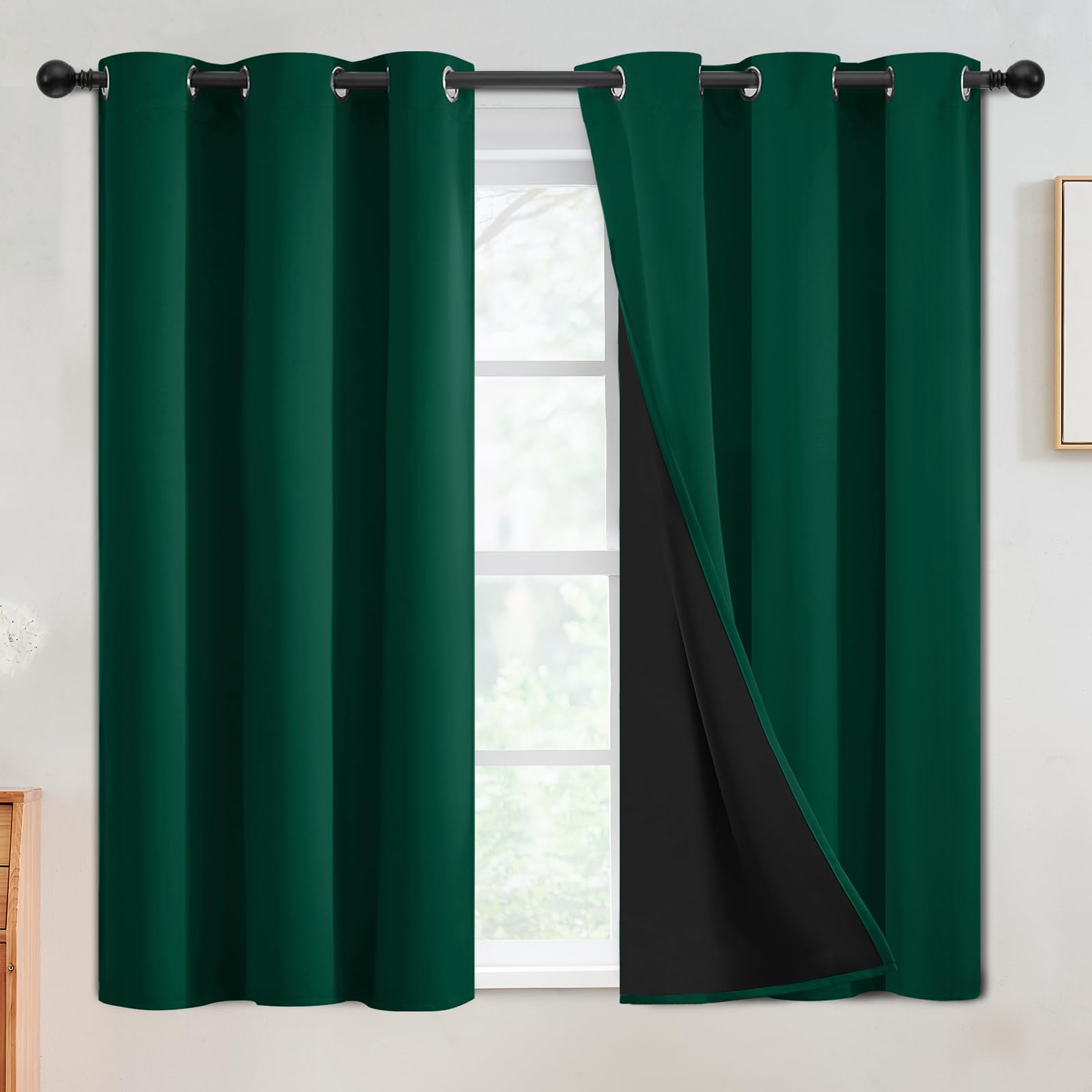 SimpleHome 100% Blackout Curtains for Bedroom,Thermal Insulated Grommet Window Drapes Room Darkening Cream Curtains for Living Room with Black Back,52 x 84 Inch,2 Panels