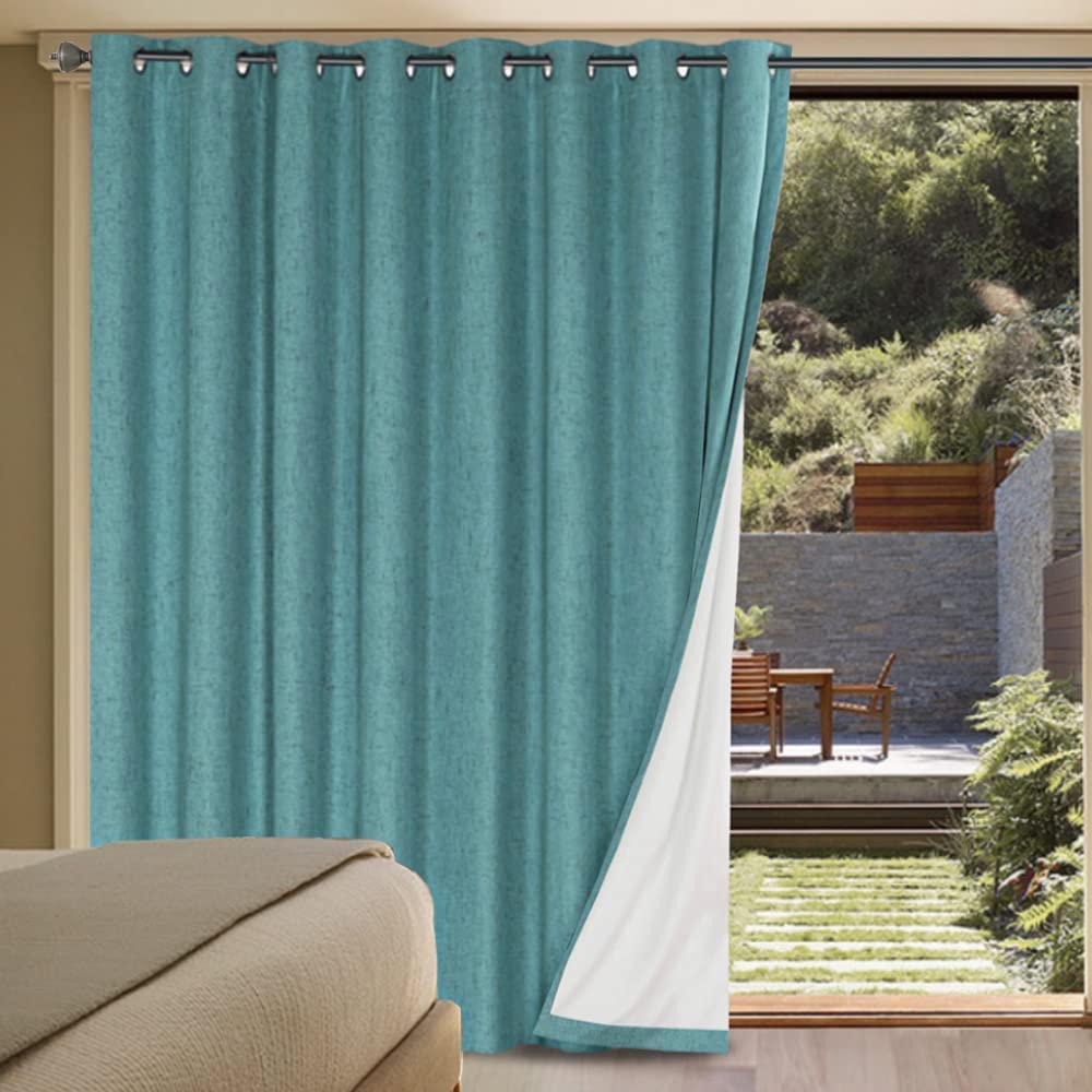 H.VERSAILTEX Linen 100% Blackout Curtains for Bedroom Full Light Blocking Curtains, Textured Window Curtain for Living Room 84 inch Grommet, Energy Efficient Curtains White Liner(2 Panels, Natural)