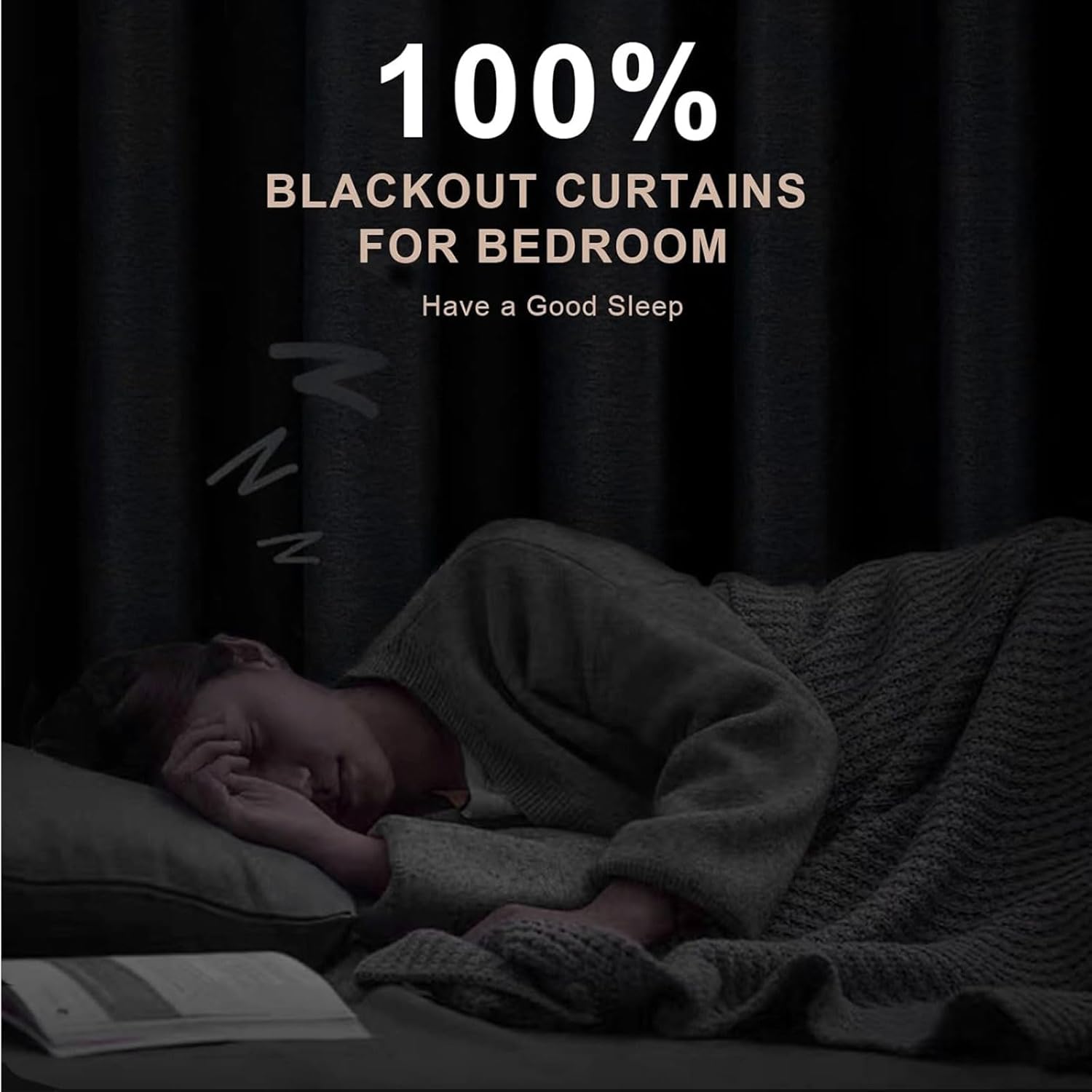 INOVADAY 100% Blackout Curtains 96 Inches Length 2 Panels Set, Back Tab/Rod Pocket Linen Black Out Curtains for Bedroom, Thermal Insulated Window Drapes - Cream, W50 X L96