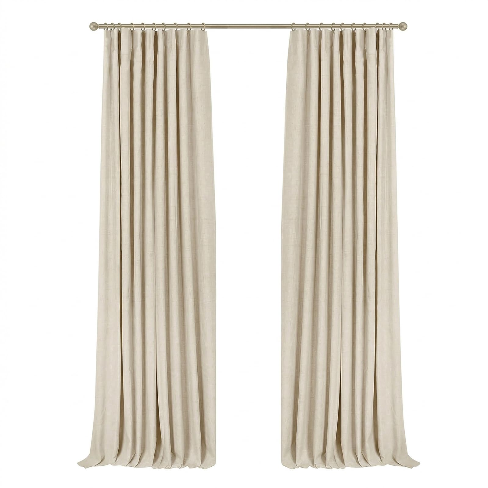INOVADAY 100% Blackout Curtains for Bedroom, Black Out Curtains 84 Inch Long, Clip Rings Linen Blackout Drapes, Thermal Insulated Room Darkening for Living Room, 2 Panels - Beige,W50xL84