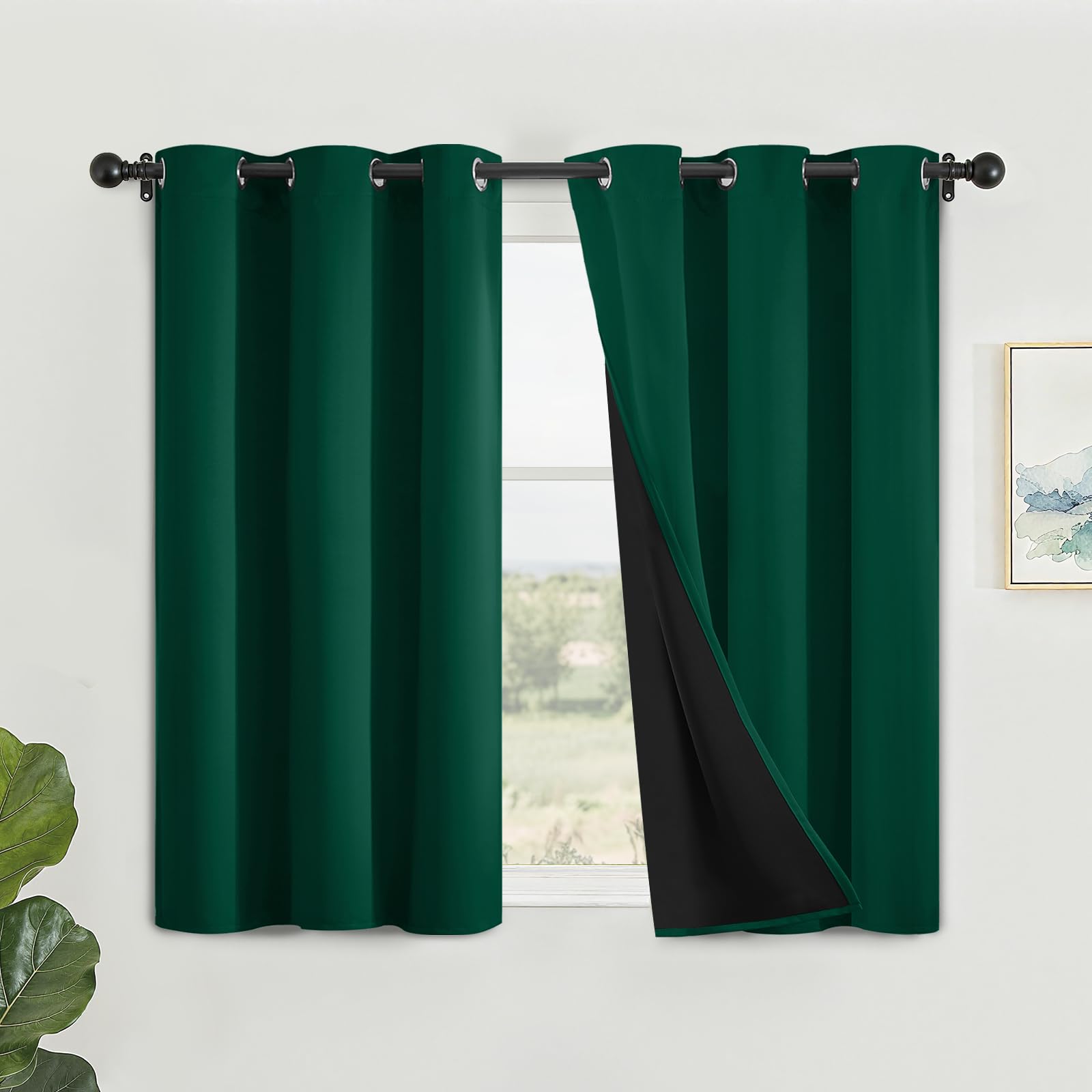 SimpleHome 100% Blackout Curtains for Bedroom,Thermal Insulated Grommet Window Drapes Room Darkening Cream Curtains for Living Room with Black Back,52 x 84 Inch,2 Panels