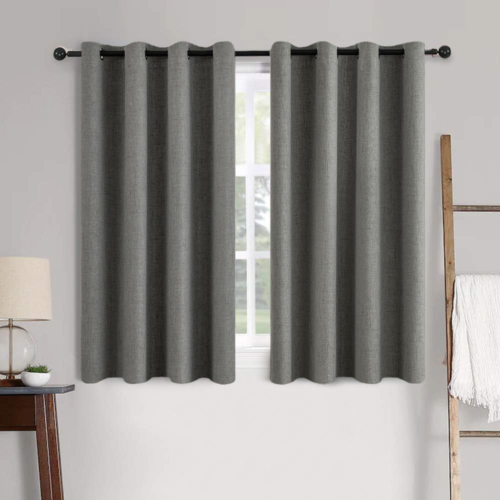 MIULEE 90 Inches Linen Textured Curtains for Bedroom 100% Blackout Thermal Insulated Natural Beige Grommet Room Darkening Curtains & Drapes Luxury Decor for Living Room Nursery 52 x 90 Inch (2 Panels)