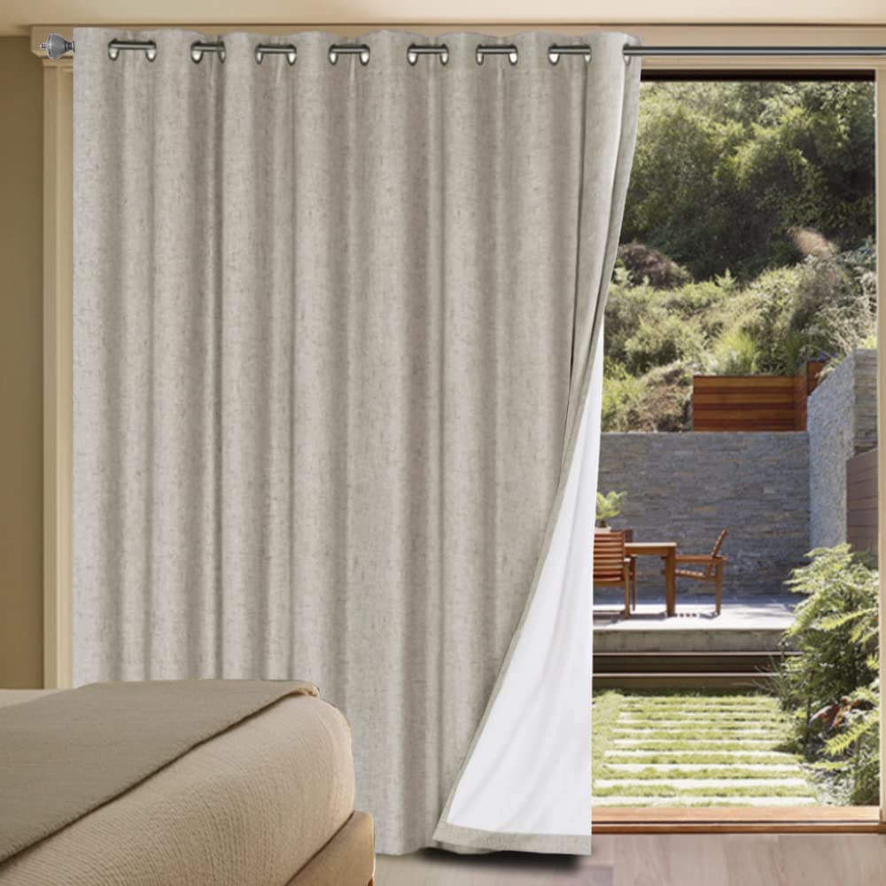 H.VERSAILTEX Linen 100% Blackout Curtains for Bedroom Full Light Blocking Curtains, Textured Window Curtain for Living Room 84 inch Grommet, Energy Efficient Curtains White Liner(2 Panels, Natural)