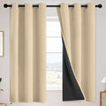 SimpleHome 100% Blackout Curtains for Bedroom,Thermal Insulated Grommet Window Drapes Room Darkening Cream Curtains for Living Room with Black Back,52 x 84 Inch,2 Panels
