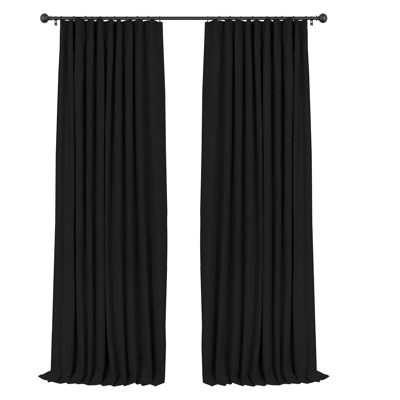 INOVADAY 100% Blackout Curtains for Bedroom, Black Out Curtains 84 Inch Long, Clip Rings Linen Blackout Drapes, Thermal Insulated Room Darkening for Living Room, 2 Panels - Beige,W50xL84