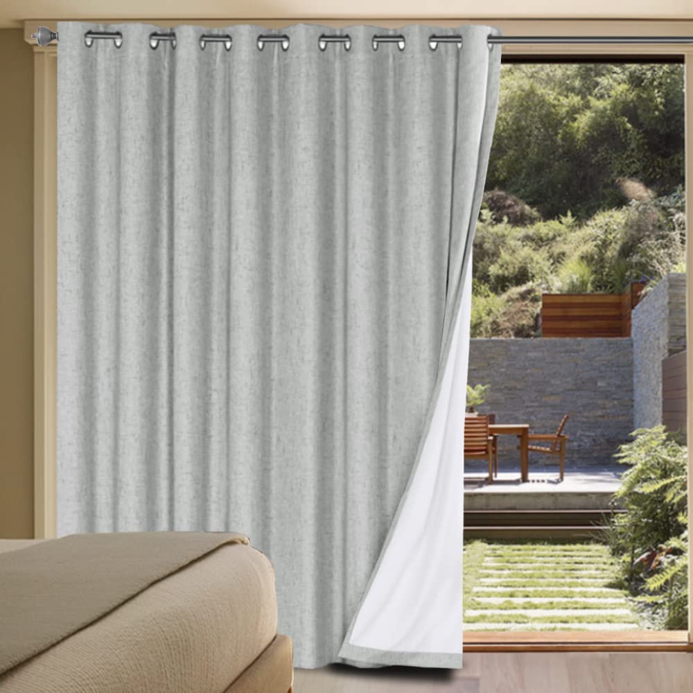 H.VERSAILTEX Linen 100% Blackout Curtains for Bedroom Full Light Blocking Curtains, Textured Window Curtain for Living Room 84 inch Grommet, Energy Efficient Curtains White Liner(2 Panels, Natural)