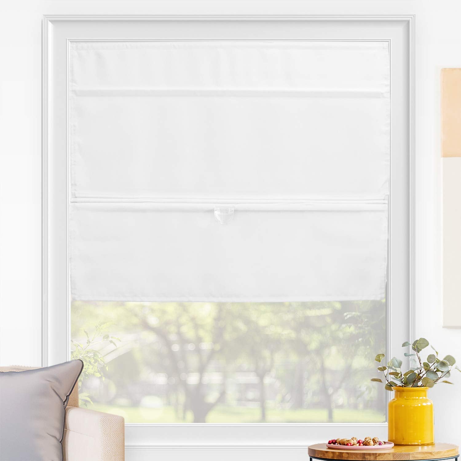 CHICOLOGY Roman Shades for Windows , Window Treatments , Roman Shades , Roman Window Shades , Room Darkening Shades , Window Shades , 31"W X 64"H , Belgian Flax (Privacy & Light Filtering)