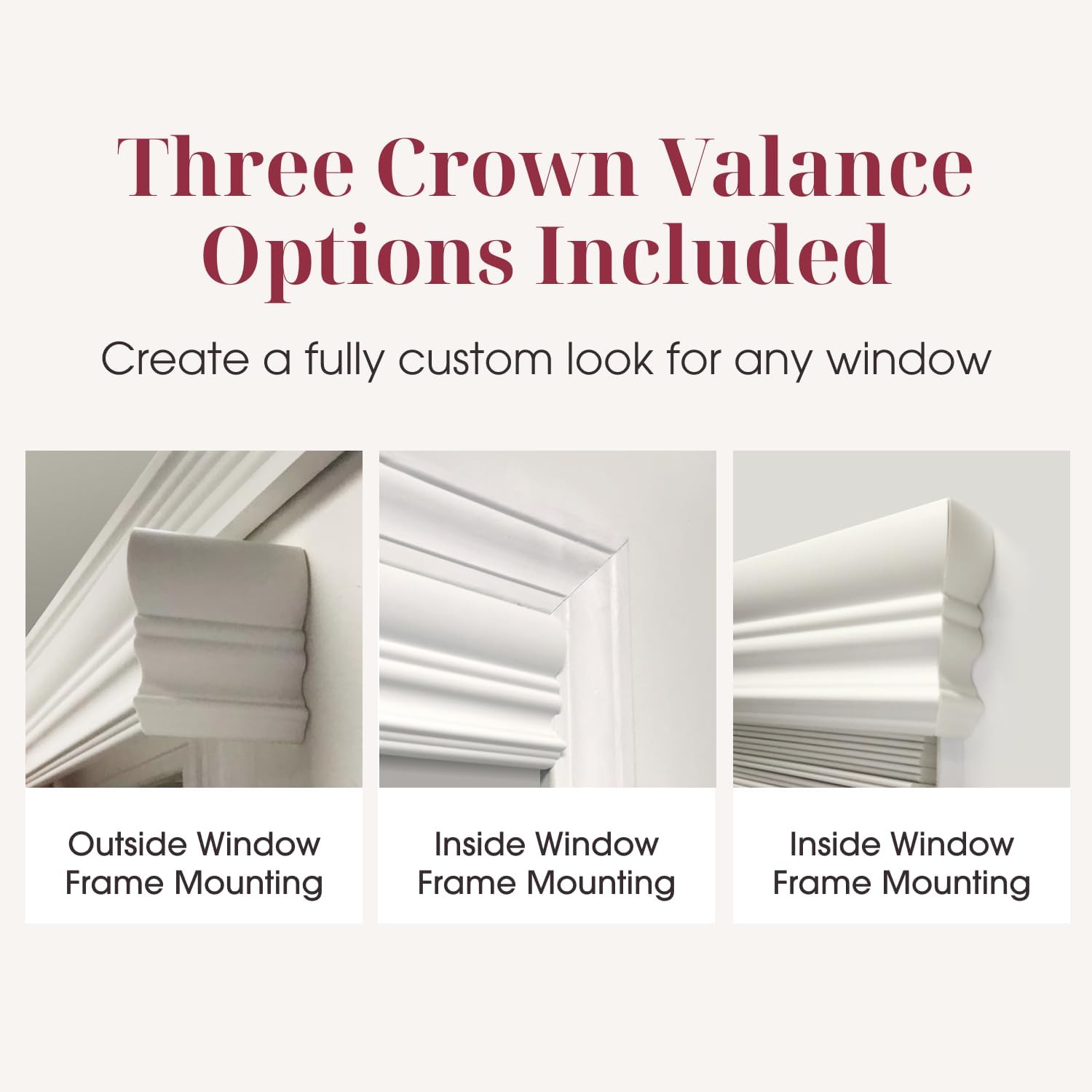 ARLO BLINDS Faux Wood Blinds with Crown Valance - 34" Width x 60" Height, White, Cordless Window Blinds & Shades - Blinds for Indoor Windows, 2" Faux Wooden Blinds for Home, Window Shades