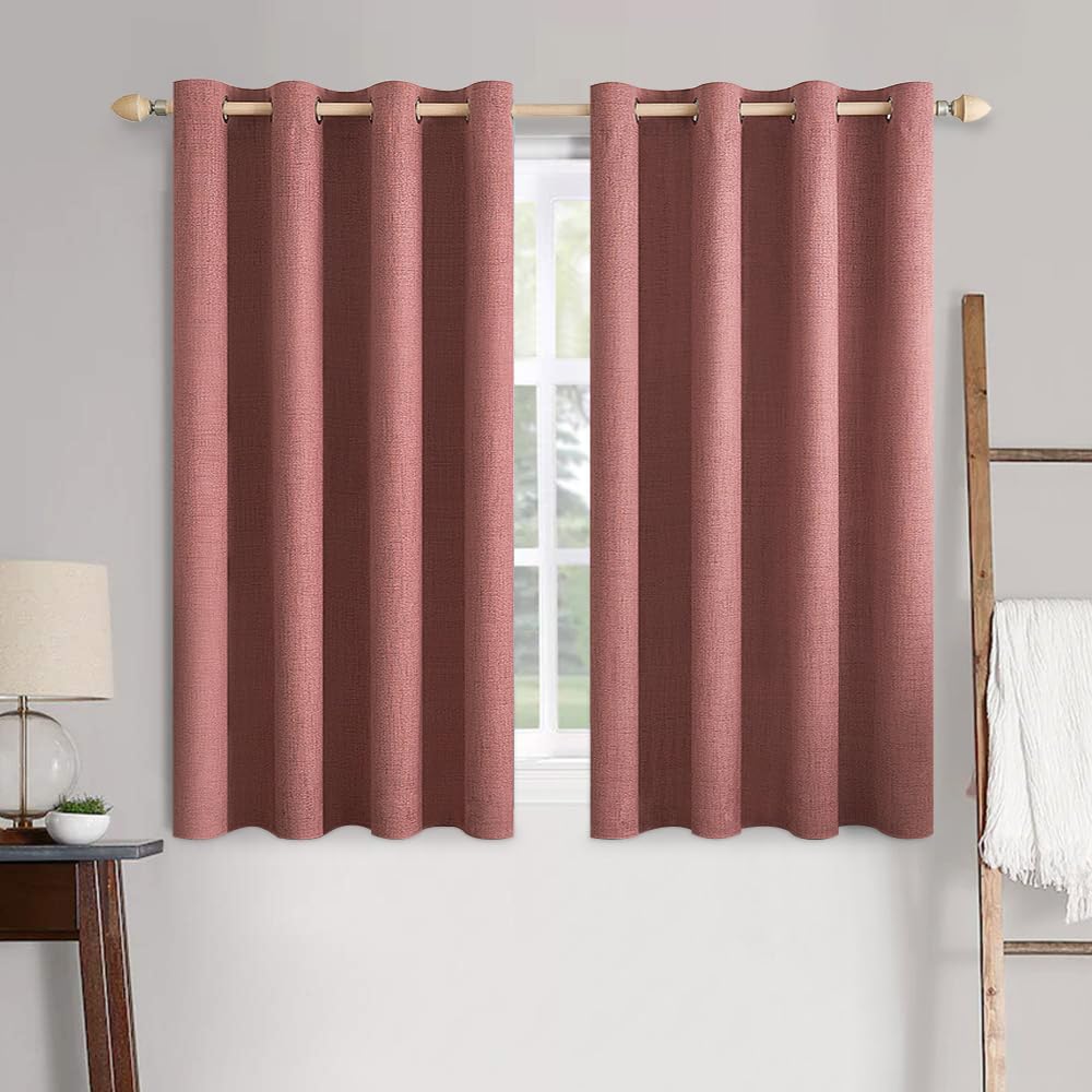 MIULEE 90 Inches Linen Textured Curtains for Bedroom 100% Blackout Thermal Insulated Natural Beige Grommet Room Darkening Curtains & Drapes Luxury Decor for Living Room Nursery 52 x 90 Inch (2 Panels)