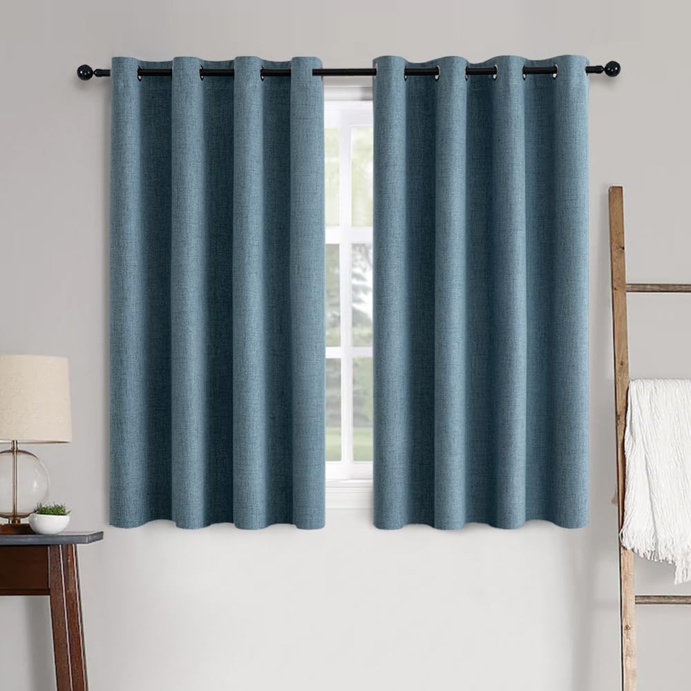 MIULEE 90 Inches Linen Textured Curtains for Bedroom 100% Blackout Thermal Insulated Natural Beige Grommet Room Darkening Curtains & Drapes Luxury Decor for Living Room Nursery 52 x 90 Inch (2 Panels)