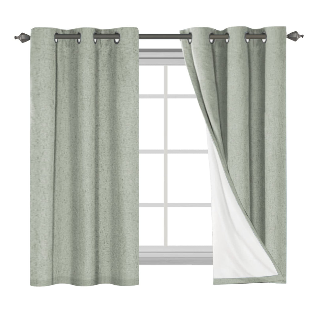 H.VERSAILTEX Linen 100% Blackout Curtains for Bedroom Full Light Blocking Curtains, Textured Window Curtain for Living Room 84 inch Grommet, Energy Efficient Curtains White Liner(2 Panels, Natural)