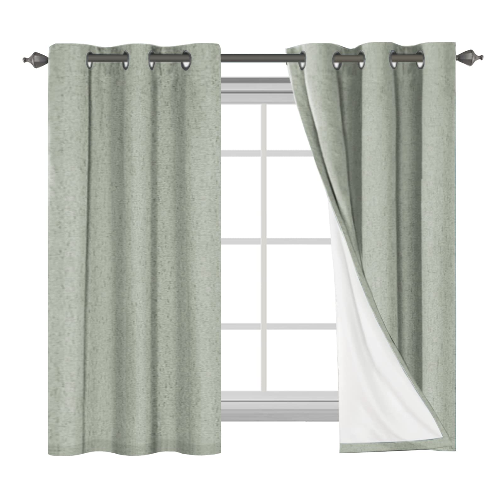 H.VERSAILTEX Linen 100% Blackout Curtains for Bedroom Full Light Blocking Curtains, Textured Window Curtain for Living Room 84 inch Grommet, Energy Efficient Curtains White Liner(2 Panels, Natural)