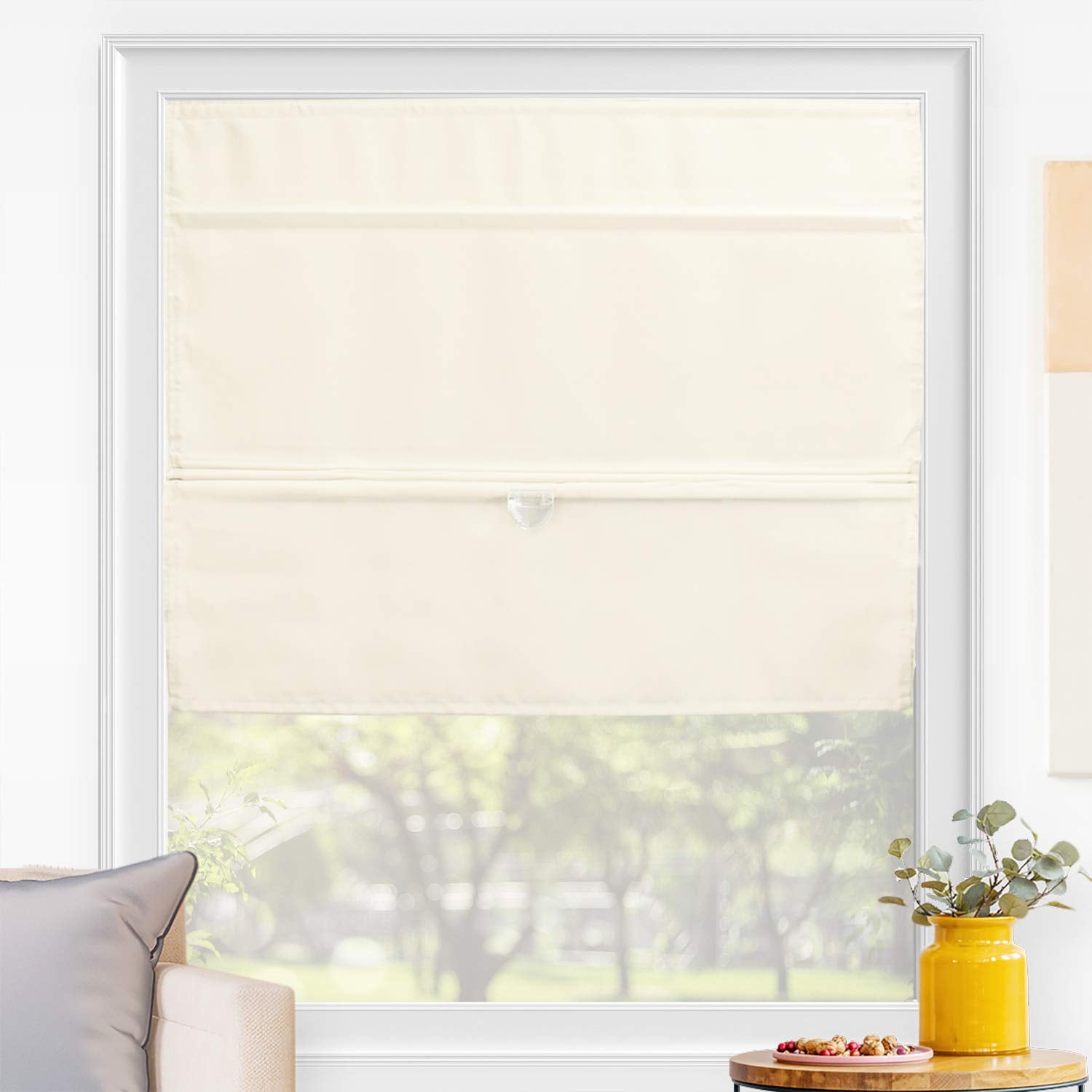 CHICOLOGY Roman Shades for Windows , Window Treatments , Roman Shades , Roman Window Shades , Room Darkening Shades , Window Shades , 31"W X 64"H , Belgian Flax (Privacy & Light Filtering)