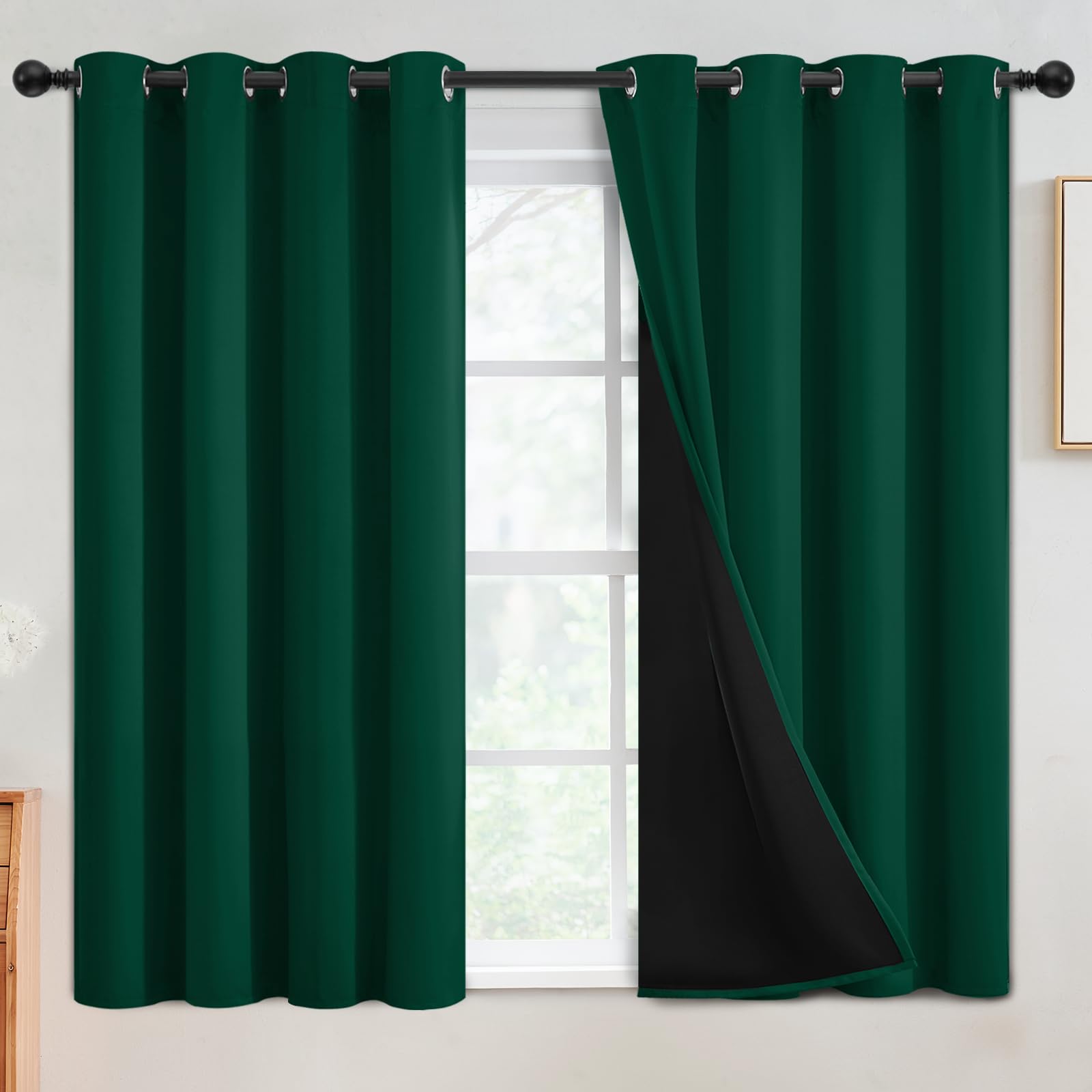 SimpleHome 100% Blackout Curtains for Bedroom,Thermal Insulated Grommet Window Drapes Room Darkening Cream Curtains for Living Room with Black Back,52 x 84 Inch,2 Panels