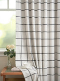 THREE GIRLS Pinch Pleated Plaid Curtains Blackout Linen Gingham Curtains for Living Room,Bedroom Checkered Patterned Insulated 84 Inches Long Double Layer 2 Panels Set Printed Design Darkening