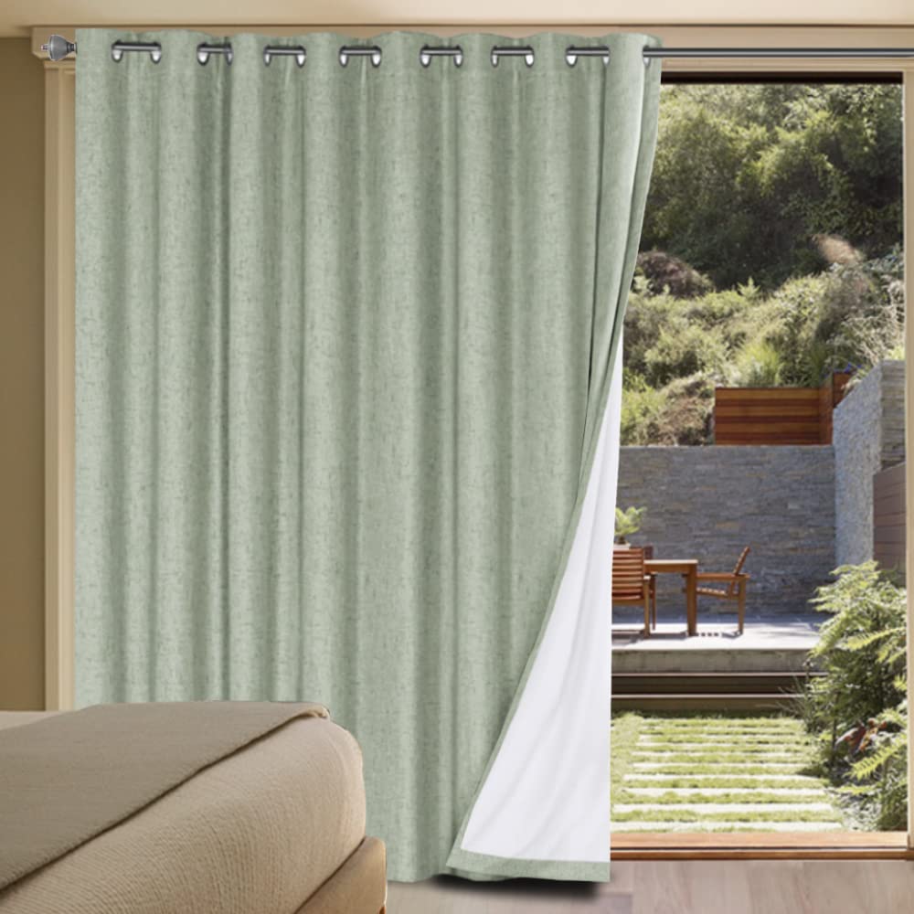 H.VERSAILTEX Linen 100% Blackout Curtains for Bedroom Full Light Blocking Curtains, Textured Window Curtain for Living Room 84 inch Grommet, Energy Efficient Curtains White Liner(2 Panels, Natural)