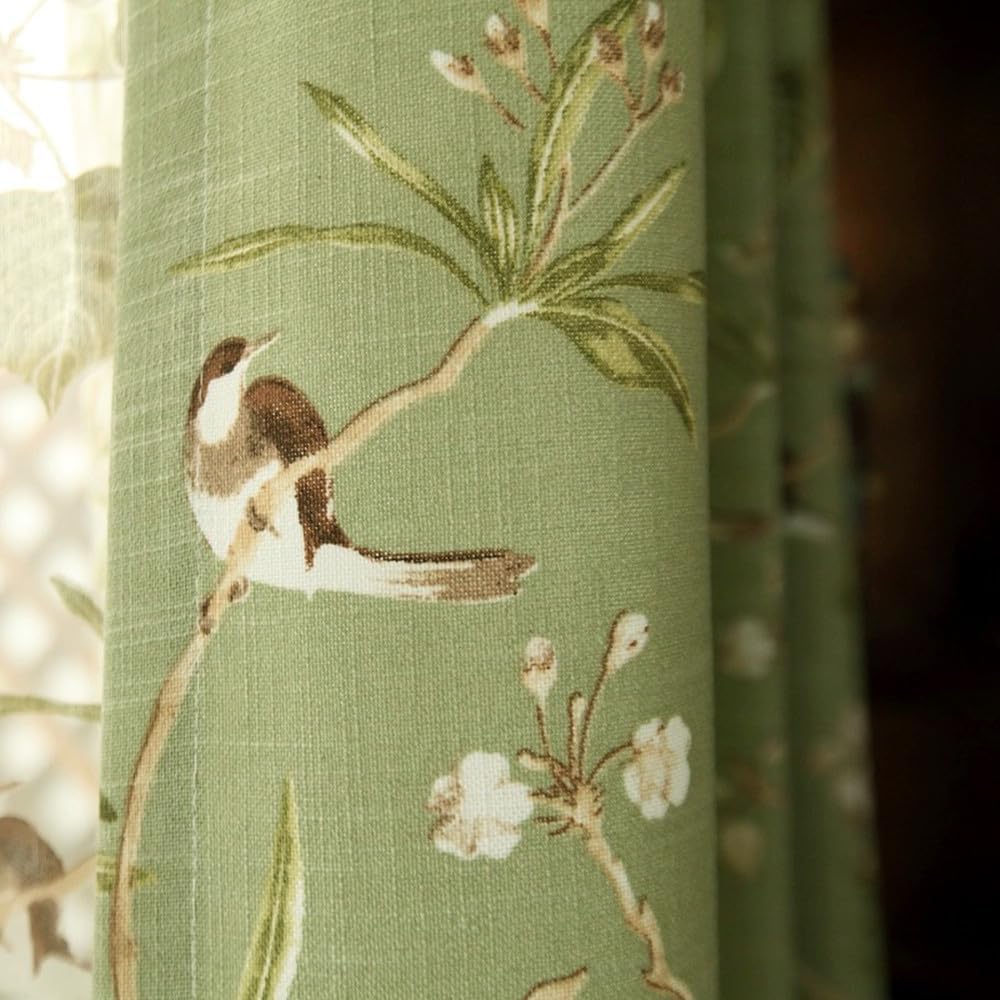 Vintage Birds Sheer Curtains 84 Inches Length Farmhouse Tulle Curtain Panels for Home Decoration Rod Pocket Light Filtering Voile Window Drapes for Patio Door Sliding Glass Door 1 Panel W55 X L84 Inch