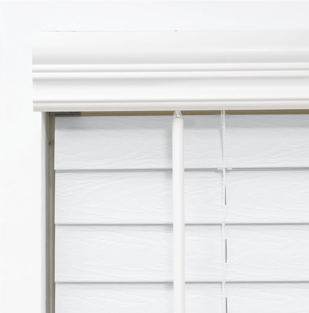 DEZ FURNISHINGS Cordless 2" Signature Faux Wood Blind, 46" W x 48" H, Embossed White