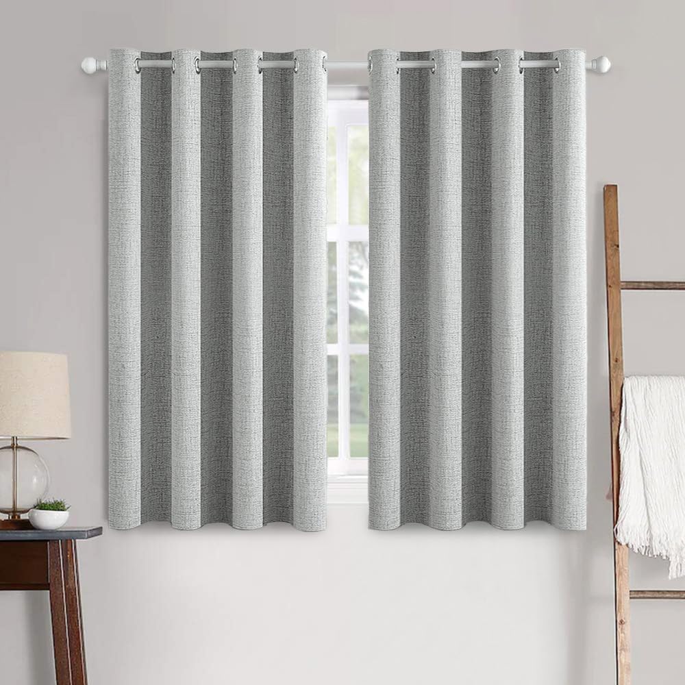 MIULEE 90 Inches Linen Textured Curtains for Bedroom 100% Blackout Thermal Insulated Natural Beige Grommet Room Darkening Curtains & Drapes Luxury Decor for Living Room Nursery 52 x 90 Inch (2 Panels)