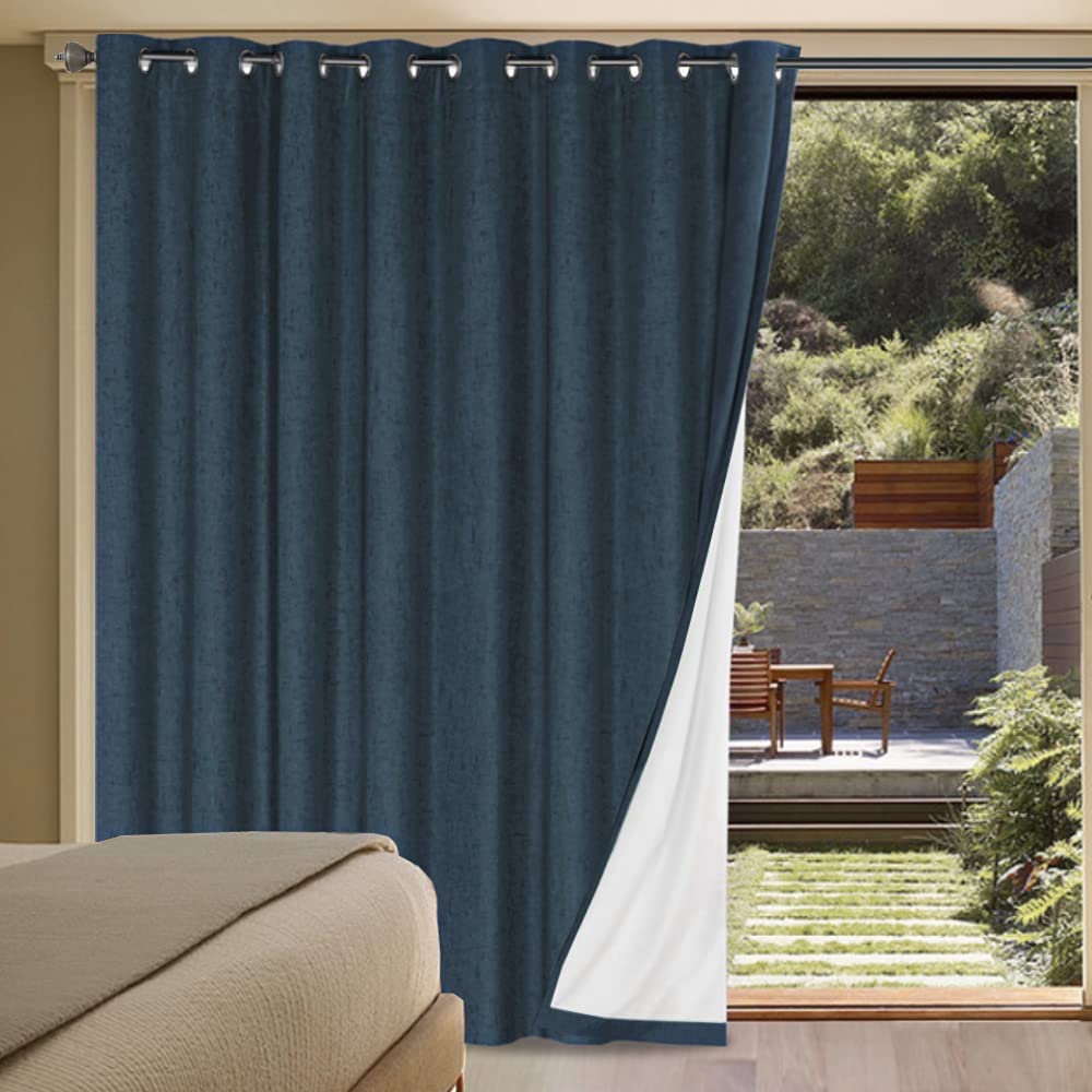 H.VERSAILTEX Linen 100% Blackout Curtains for Bedroom Full Light Blocking Curtains, Textured Window Curtain for Living Room 84 inch Grommet, Energy Efficient Curtains White Liner(2 Panels, Natural)