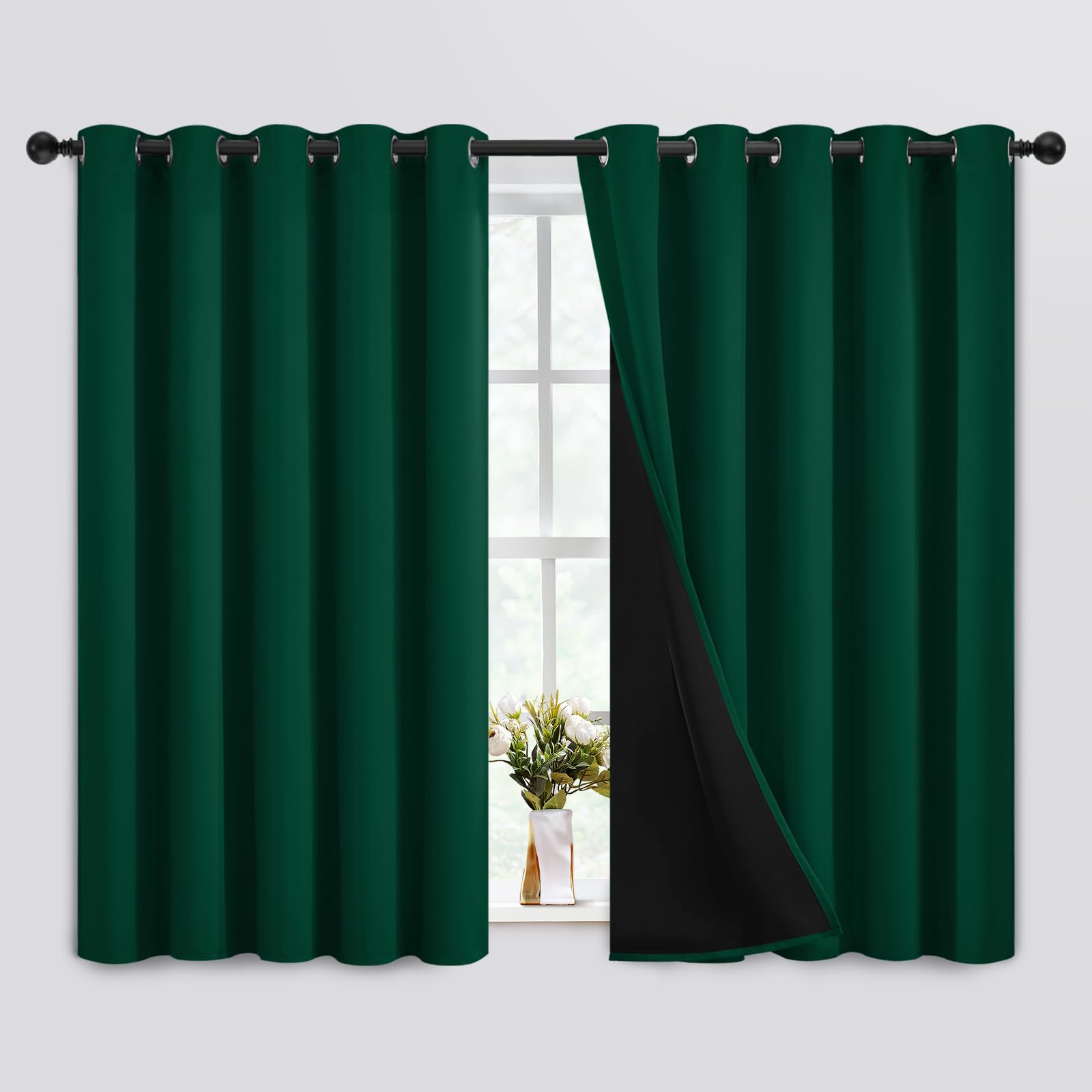 SimpleHome 100% Blackout Curtains for Bedroom,Thermal Insulated Grommet Window Drapes Room Darkening Cream Curtains for Living Room with Black Back,52 x 84 Inch,2 Panels