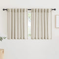 RYB HOME White Sheer Curtains Linen Texture Window Panels, Semi Sheer Light Filetring Rod Pocket & Back Tab Drapes for Bedroom, 52 x 84 inches, Pack of 2