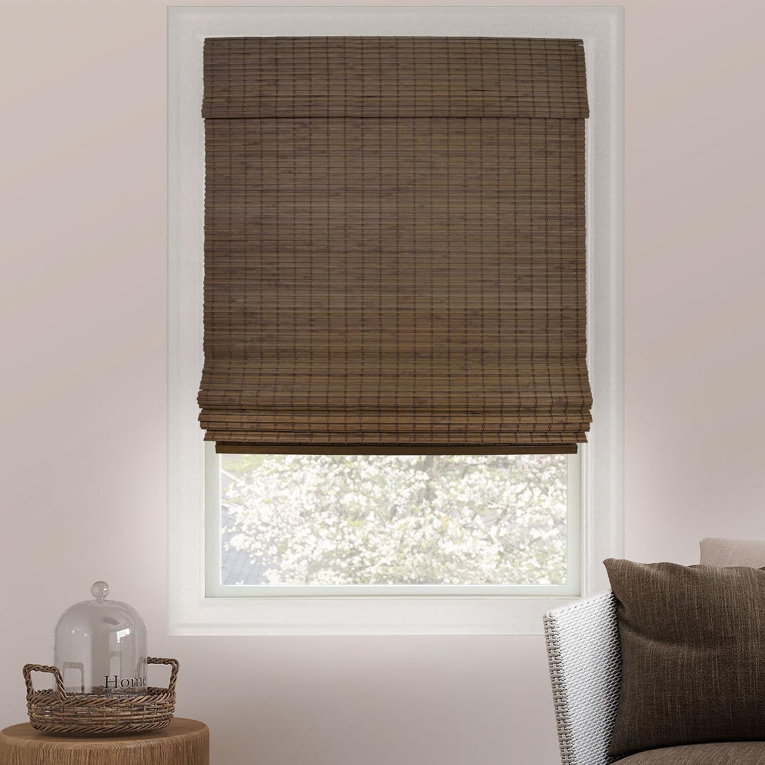 CHICOLOGY Bamboo Roman Shades - Customer Favorite Light Filtering Blinds for Windows, Premium Quality, Ideal for Home, Squirrel Brown, 34"W X 64"H