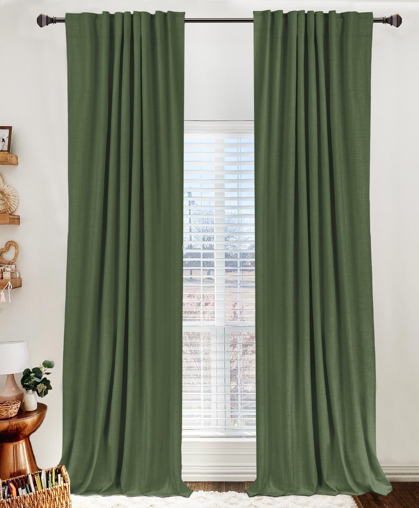 100% Blackout Shield Linen Blackout Curtains for Bedroom 84 Inches Long, Back Tab/Rod Pocket Living Room Drapes, Thermal Insulated Blackout Curtains 2 Panels Set, 50" W x 84" L, Cream