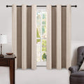MIULEE 90 Inches Linen Textured Curtains for Bedroom 100% Blackout Thermal Insulated Natural Beige Grommet Room Darkening Curtains & Drapes Luxury Decor for Living Room Nursery 52 x 90 Inch (2 Panels)
