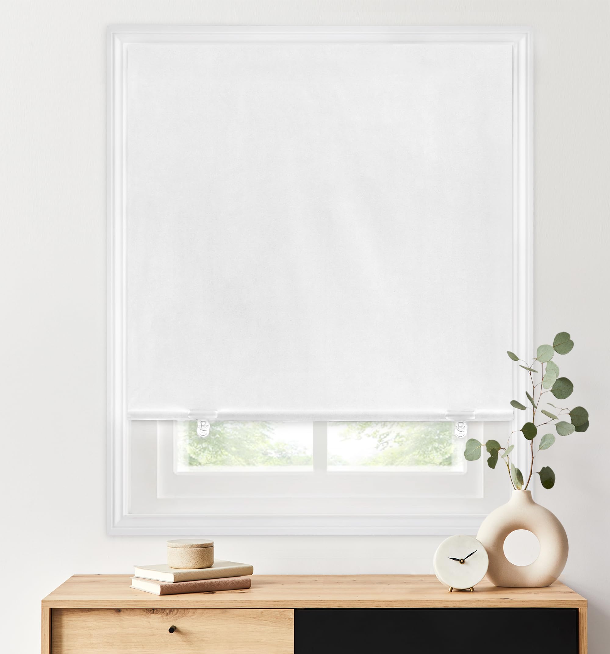 LazBlinds 100% Blackout Roller Shades, No Tools No Drill Cordless Blinds for Windows, Thermal Insulated UV Protection Privacy Window Shades for Bedroom (48''W x 72''H, Cream)