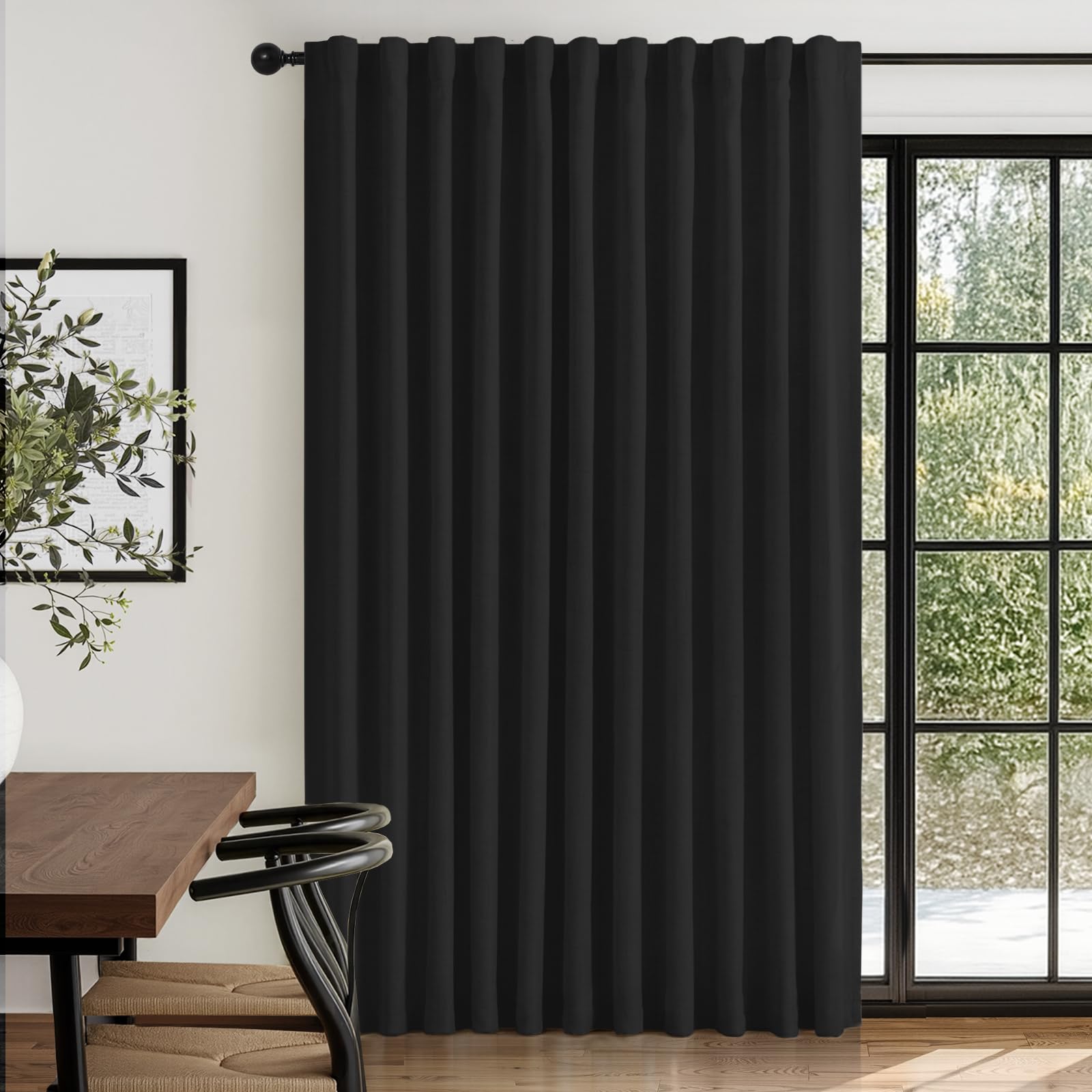 100% Blackout Shield Linen Blackout Curtains for Bedroom 84 Inches Long, Back Tab/Rod Pocket Living Room Drapes, Thermal Insulated Blackout Curtains 2 Panels Set, 50" W x 84" L, Cream