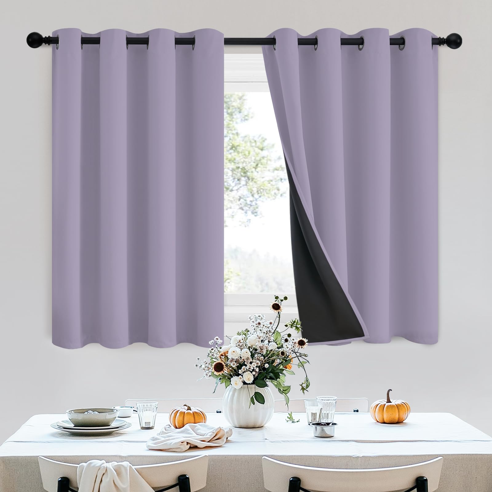 SimpleHome 100% Blackout Curtains for Bedroom,Thermal Insulated Grommet Window Drapes Room Darkening Cream Curtains for Living Room with Black Back,52 x 84 Inch,2 Panels