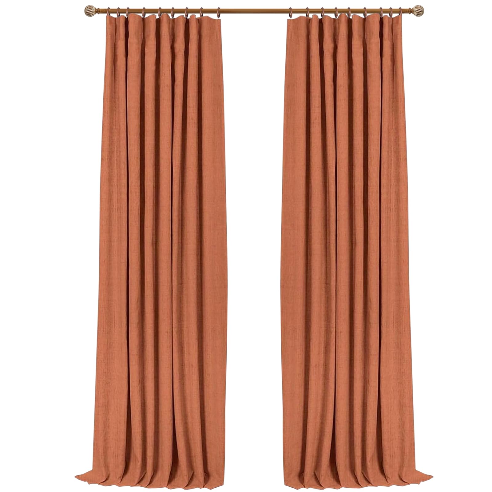 INOVADAY 100% Blackout Curtains for Bedroom, Black Out Curtains 84 Inch Long, Clip Rings Linen Blackout Drapes, Thermal Insulated Room Darkening for Living Room, 2 Panels - Beige,W50xL84