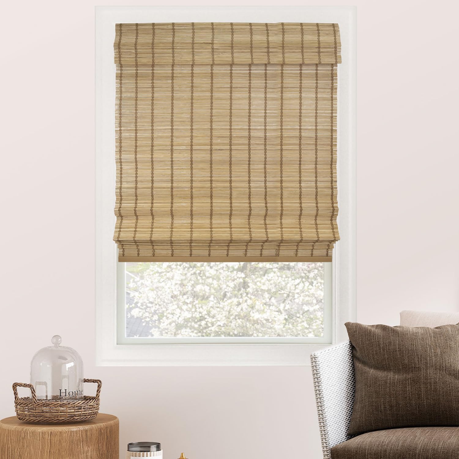 CHICOLOGY Bamboo Roman Shades - Customer Favorite Light Filtering Blinds for Windows, Premium Quality, Ideal for Home, Squirrel Brown, 34"W X 64"H