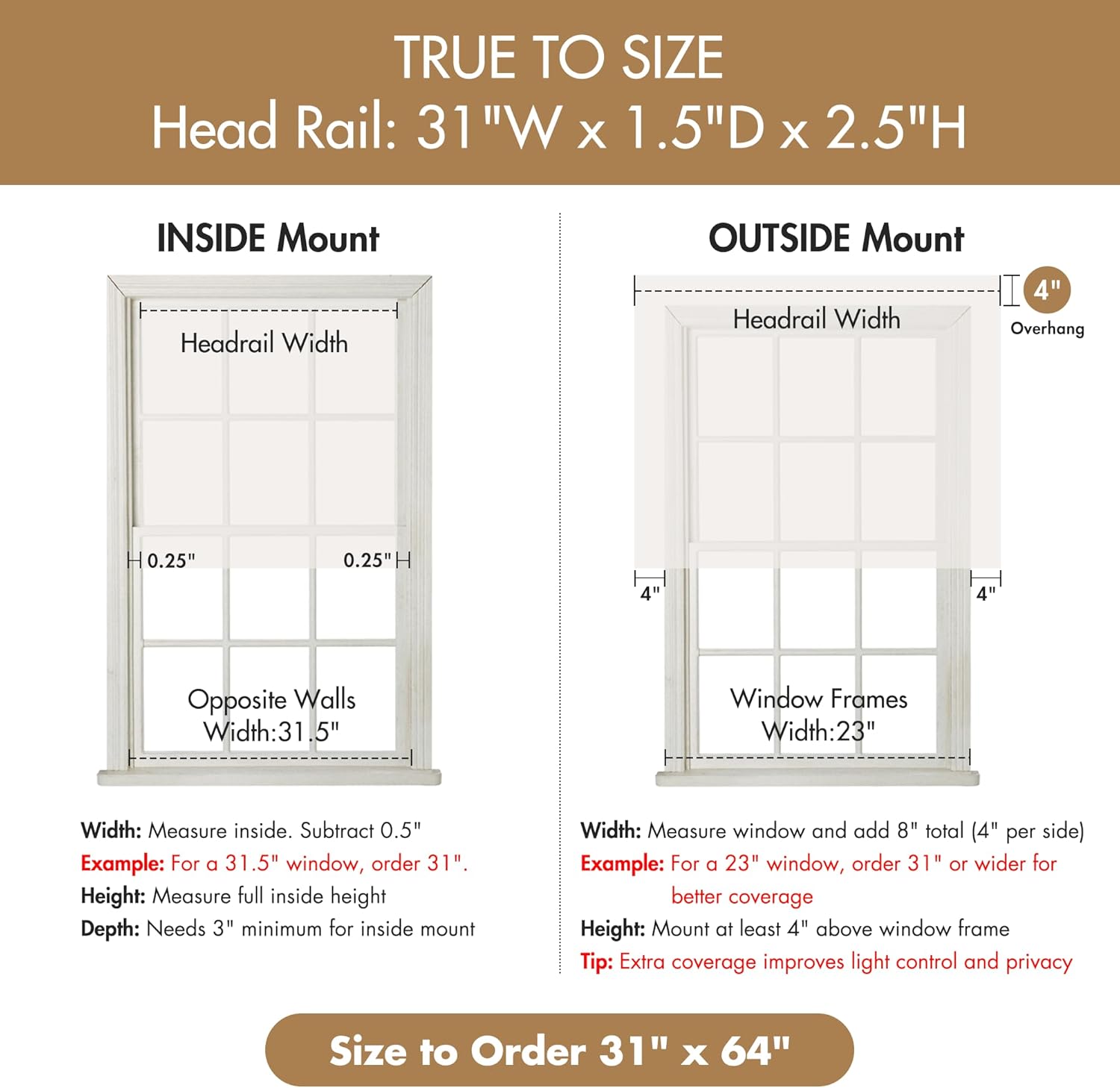 Madison Park Cordless Roman Shades, Blackout Window Blind Privacy Window Shades, Thermal Insulated Cordless Window Treatment for Bedroom, Living Room, Quincy, Single Panel 31" W X 64" H Linen