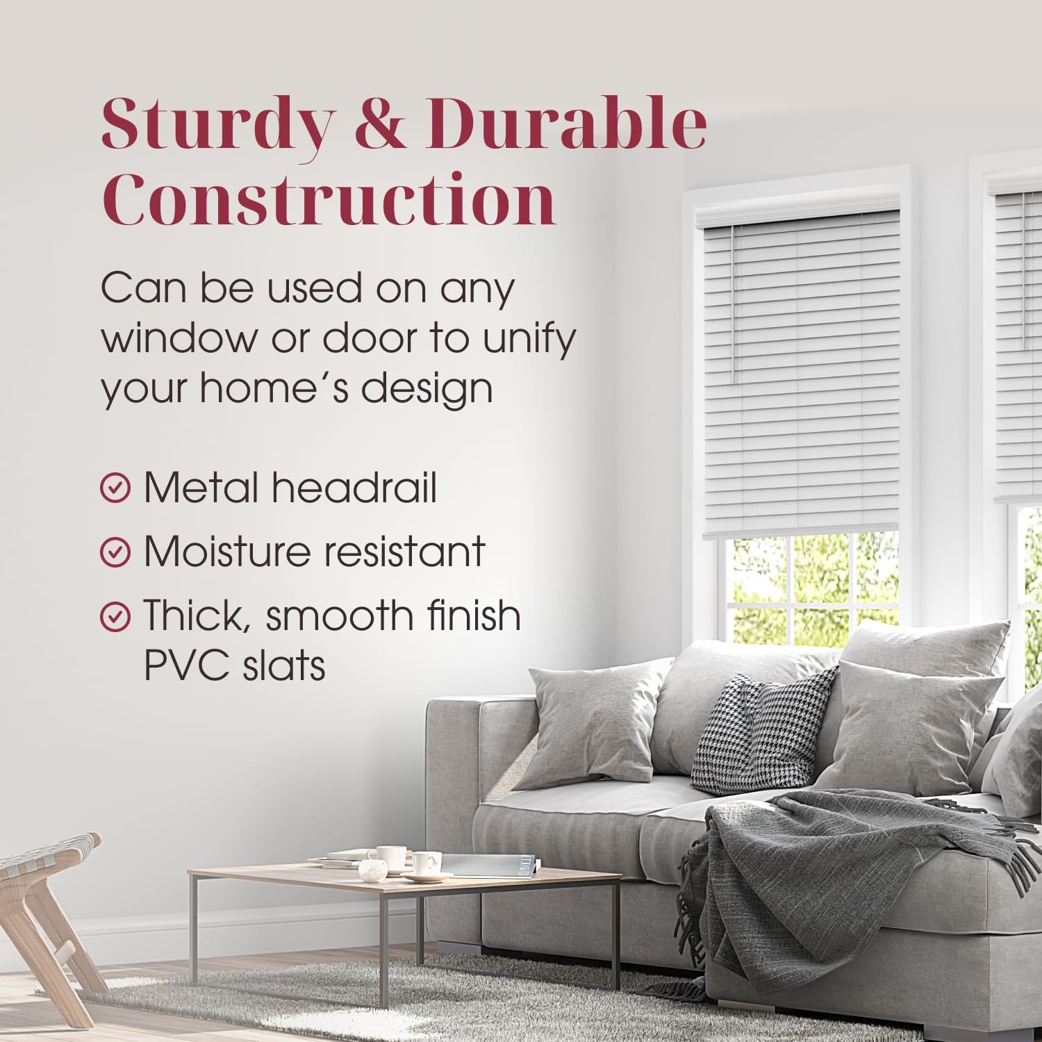 ARLO BLINDS Faux Wood Blinds with Crown Valance - 34" Width x 60" Height, White, Cordless Window Blinds & Shades - Blinds for Indoor Windows, 2" Faux Wooden Blinds for Home, Window Shades
