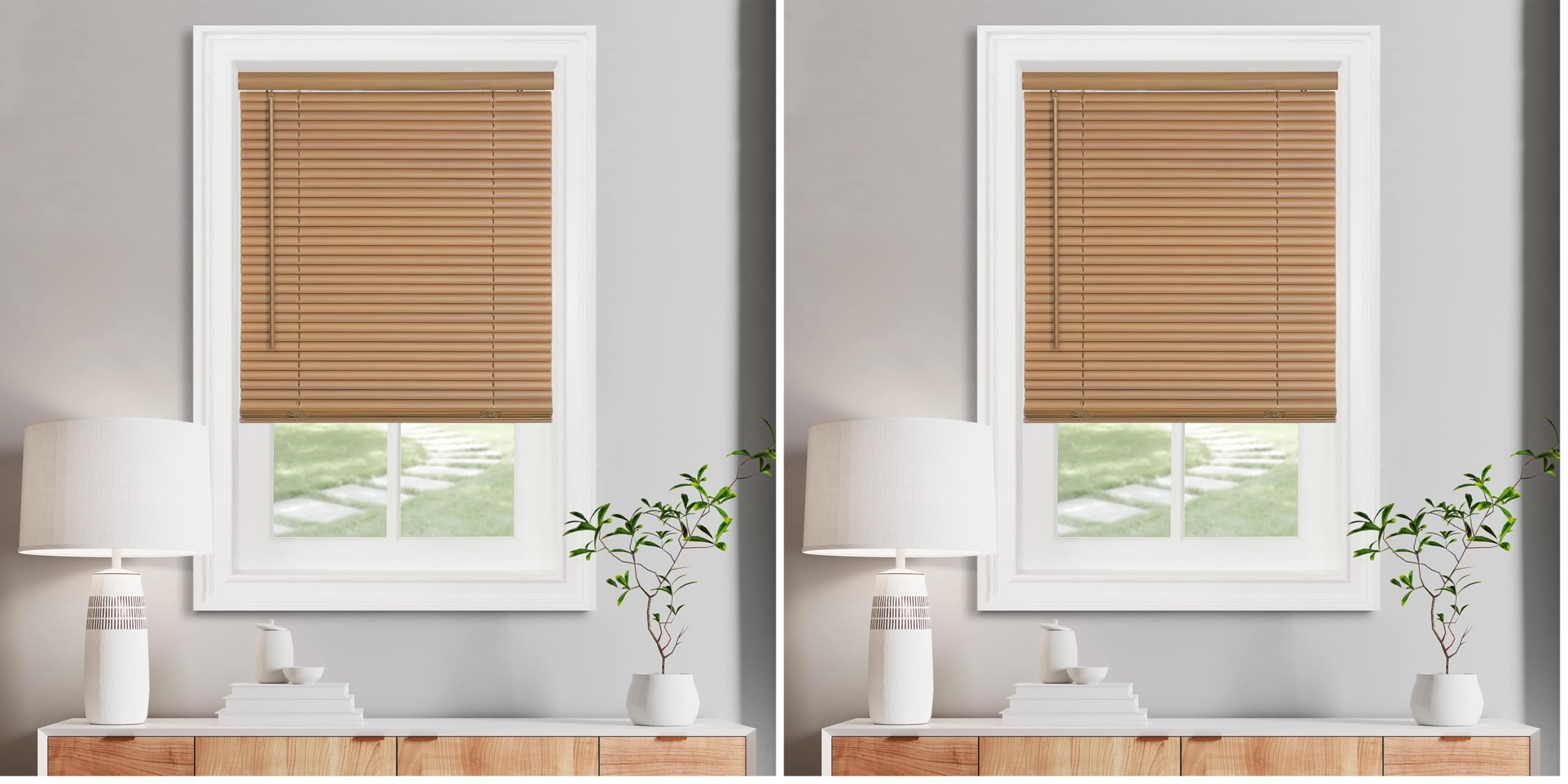 Cordless Light Filtering Mini Blind - 47 Inch Width, 48 Inch Length, 1" Slat Size - Pearl White - Cordless GII Morningstar Horizontal Windows Blinds for Interior by Achim Home Decor