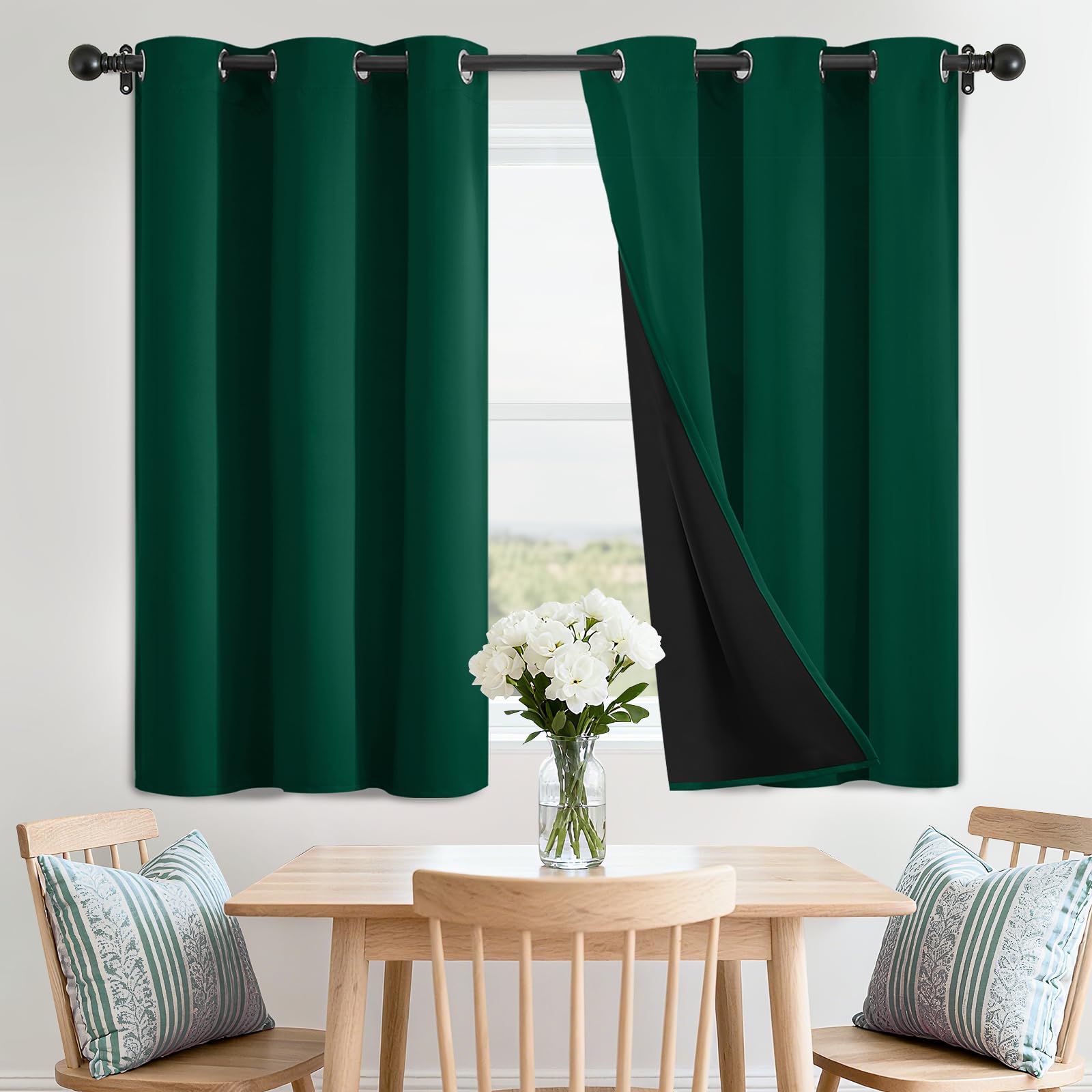 SimpleHome 100% Blackout Curtains for Bedroom,Thermal Insulated Grommet Window Drapes Room Darkening Cream Curtains for Living Room with Black Back,52 x 84 Inch,2 Panels