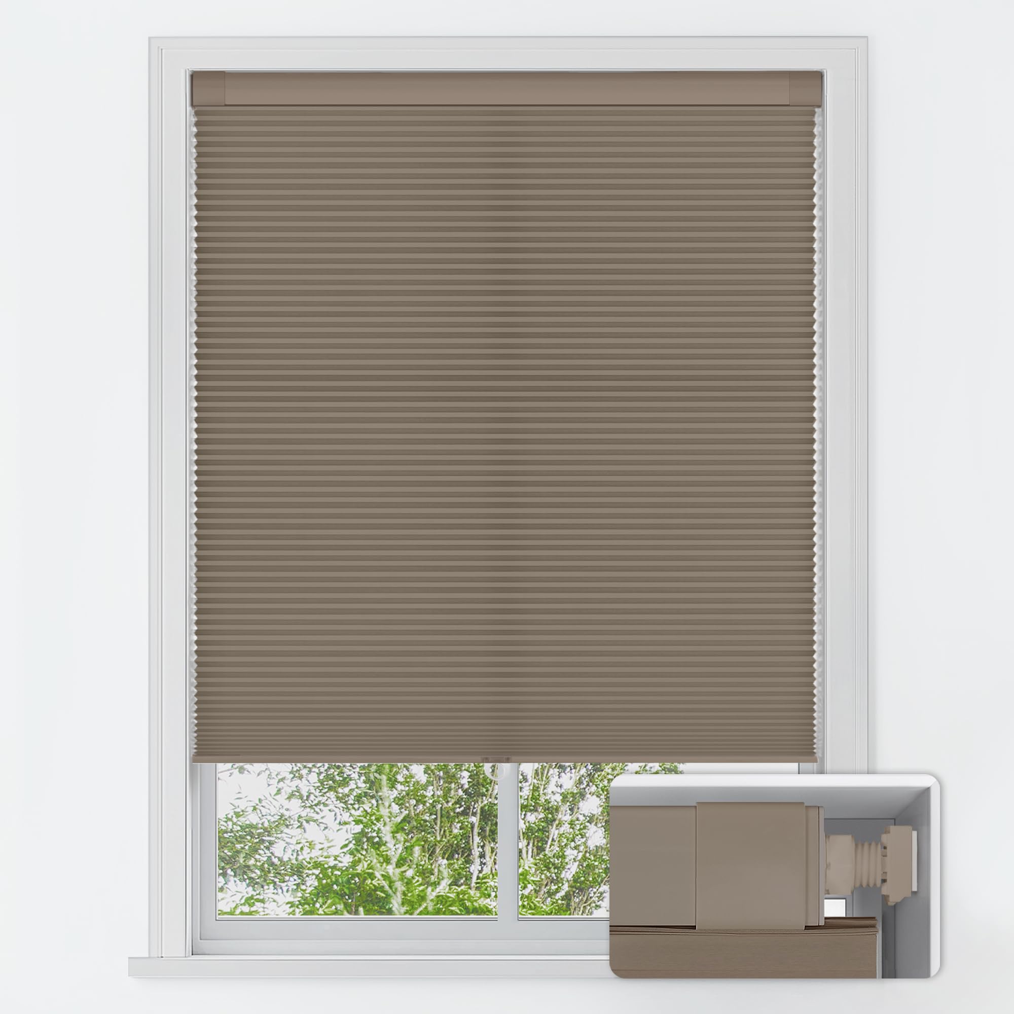 LazBlinds No Tools No Drill Cordless Cellular Shades, Blackout Light Blocking Honeycomb Shades for Home, Thermal Insulation Blinds for Windows, 22" W x 36" H, White