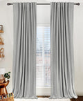 100% Blackout Shield Linen Blackout Curtains for Bedroom 84 Inches Long, Back Tab/Rod Pocket Living Room Drapes, Thermal Insulated Blackout Curtains 2 Panels Set, 50" W x 84" L, Cream