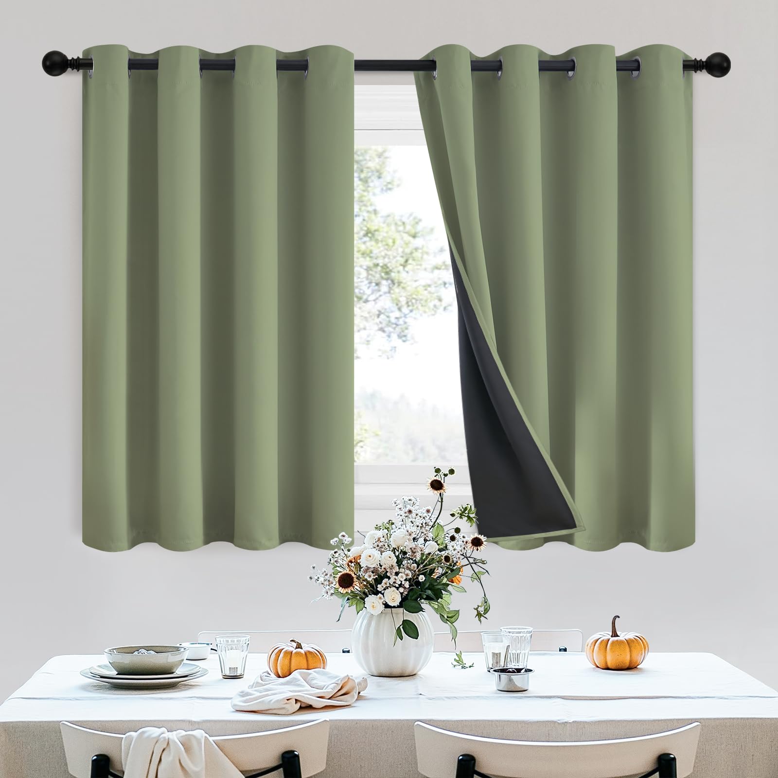 SimpleHome 100% Blackout Curtains for Bedroom,Thermal Insulated Grommet Window Drapes Room Darkening Cream Curtains for Living Room with Black Back,52 x 84 Inch,2 Panels
