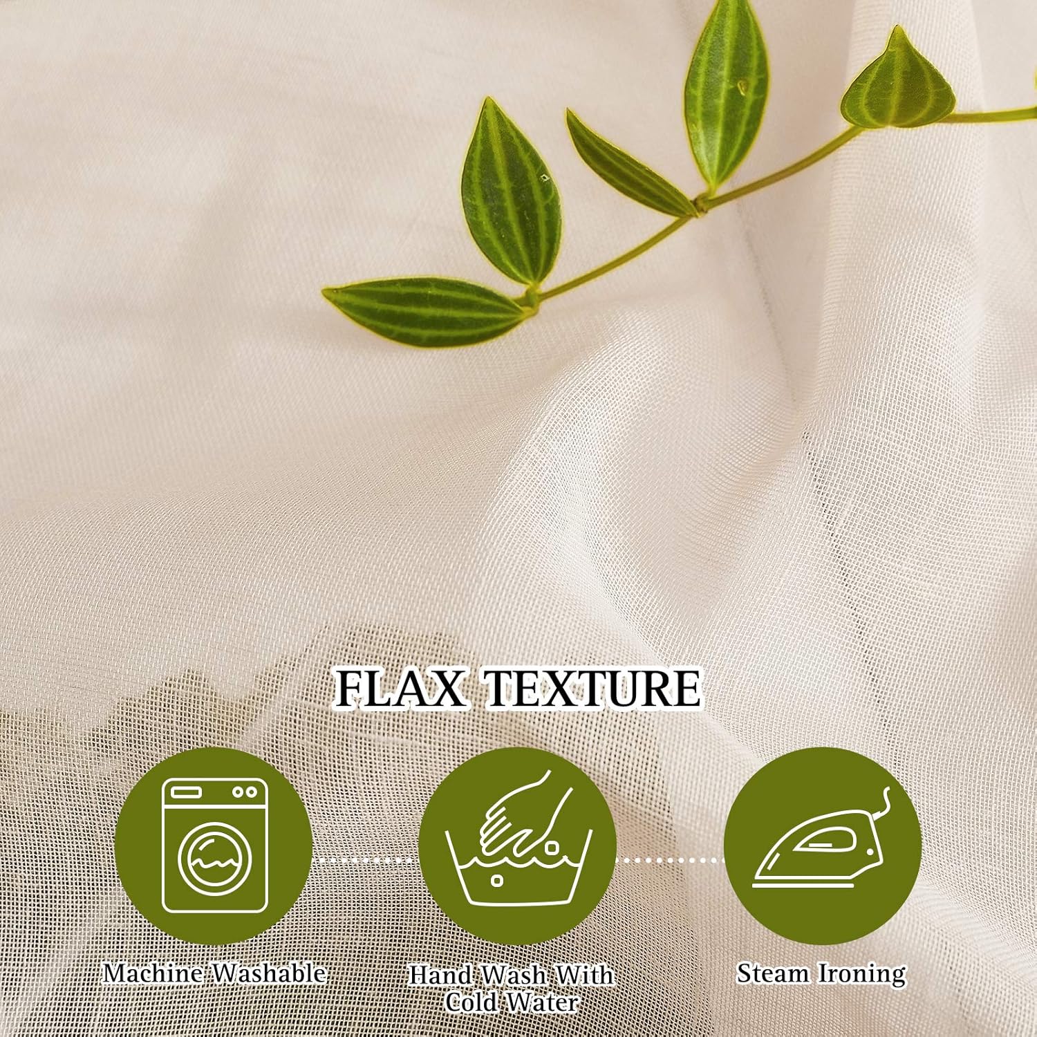 NICETOWN Semi Sheer Beige Curtains 84 inches Long, Grommet Retro Linen Curtains Window Treatments Vertical Drapes Privacy with Light Filter for Living Room, W52 x L84, 2 Panels