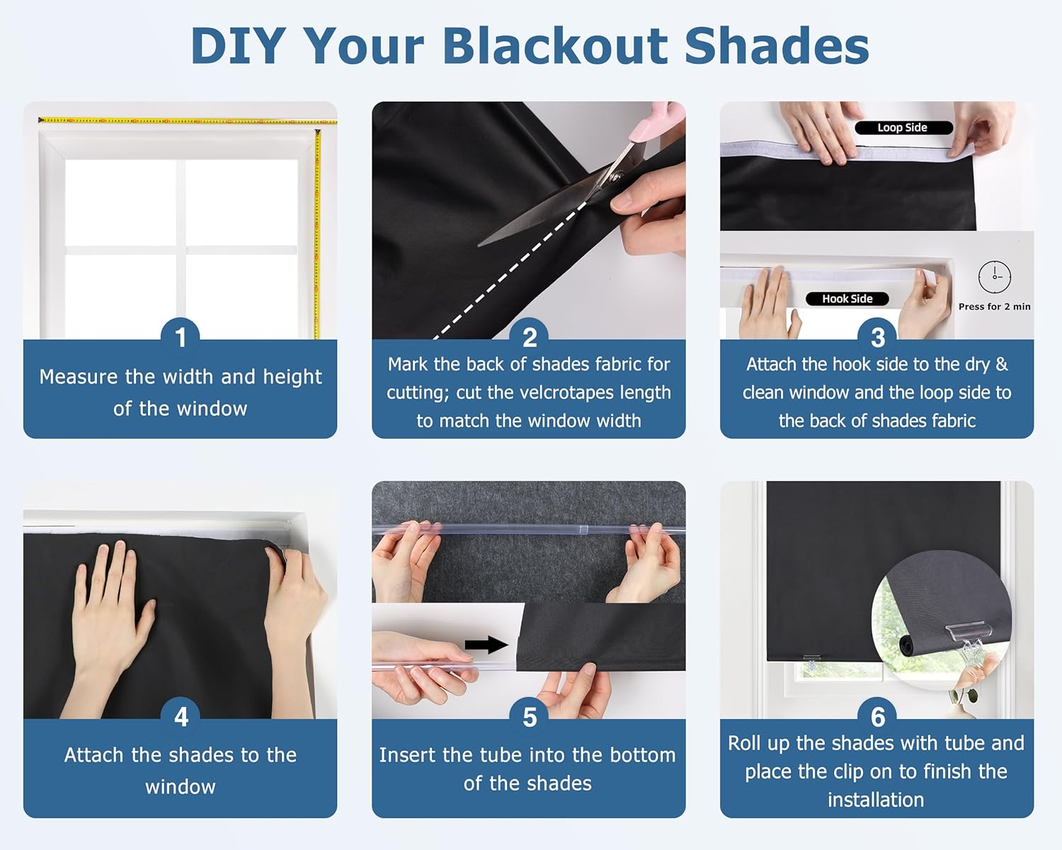 LazBlinds 100% Blackout Roller Shades, No Tools No Drill Cordless Blinds for Windows, Thermal Insulated UV Protection Privacy Window Shades for Bedroom (48''W x 72''H, Cream)